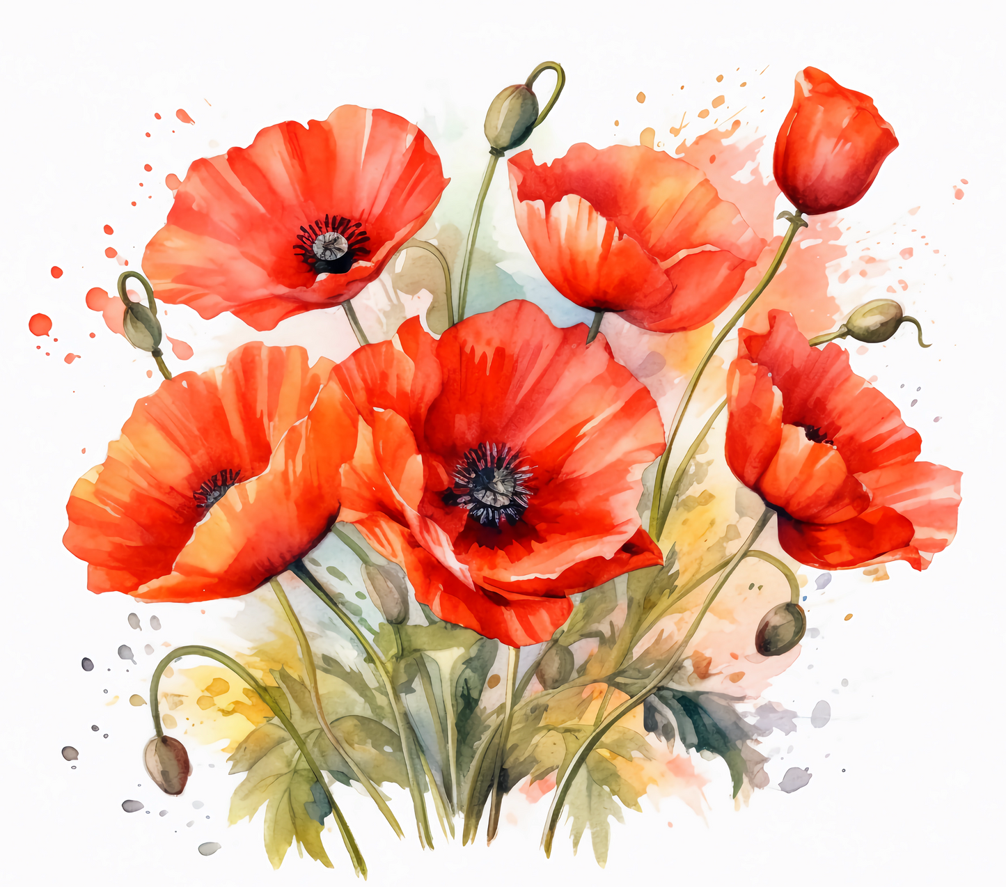 Red Poppies Flowers 20 Oz Slim Thermal Sublimation Tumbler
