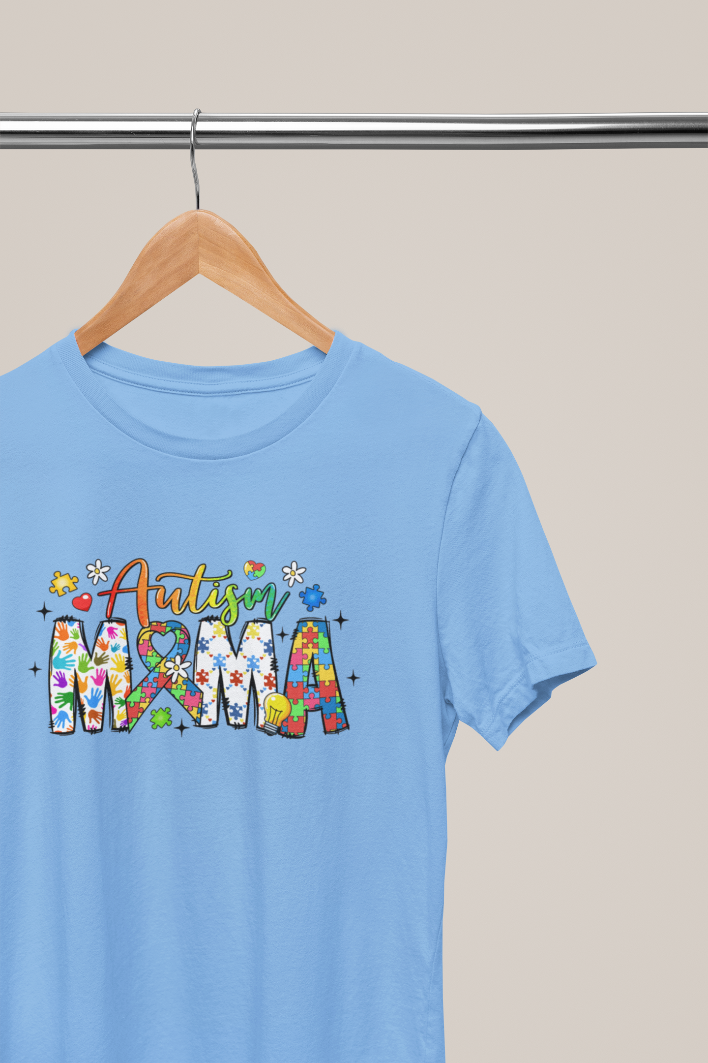 Autism Mama – Colorful Puzzle Piece T-Shirt for Proud Moms
