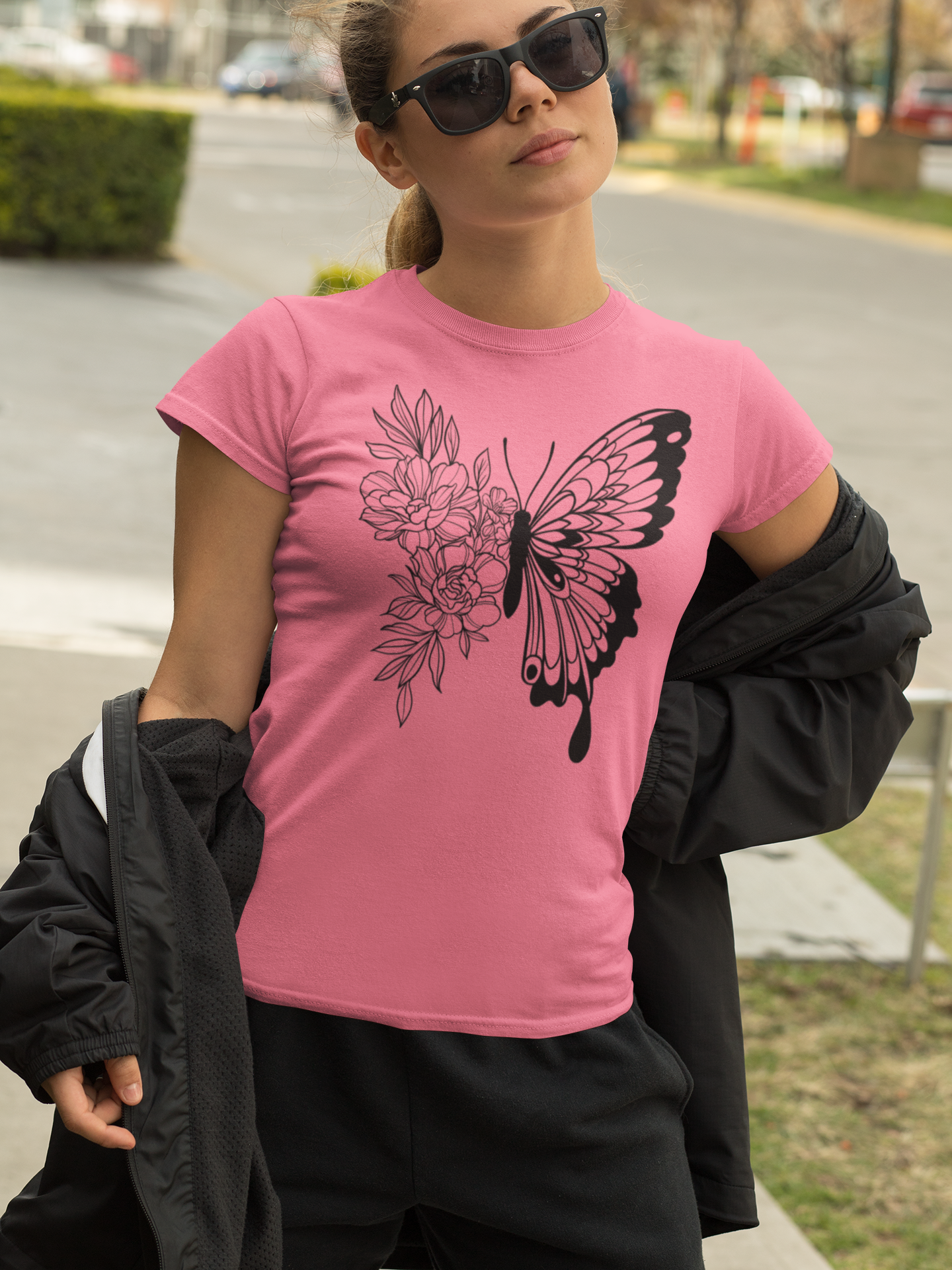 Women’s Butterfly Bloom T-Shirt – Floral &amp; Butterfly Graphic Tee