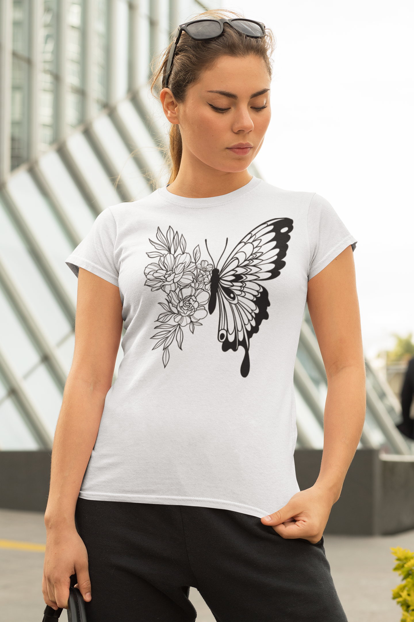Women’s Butterfly Bloom T-Shirt – Floral &amp; Butterfly Graphic Tee