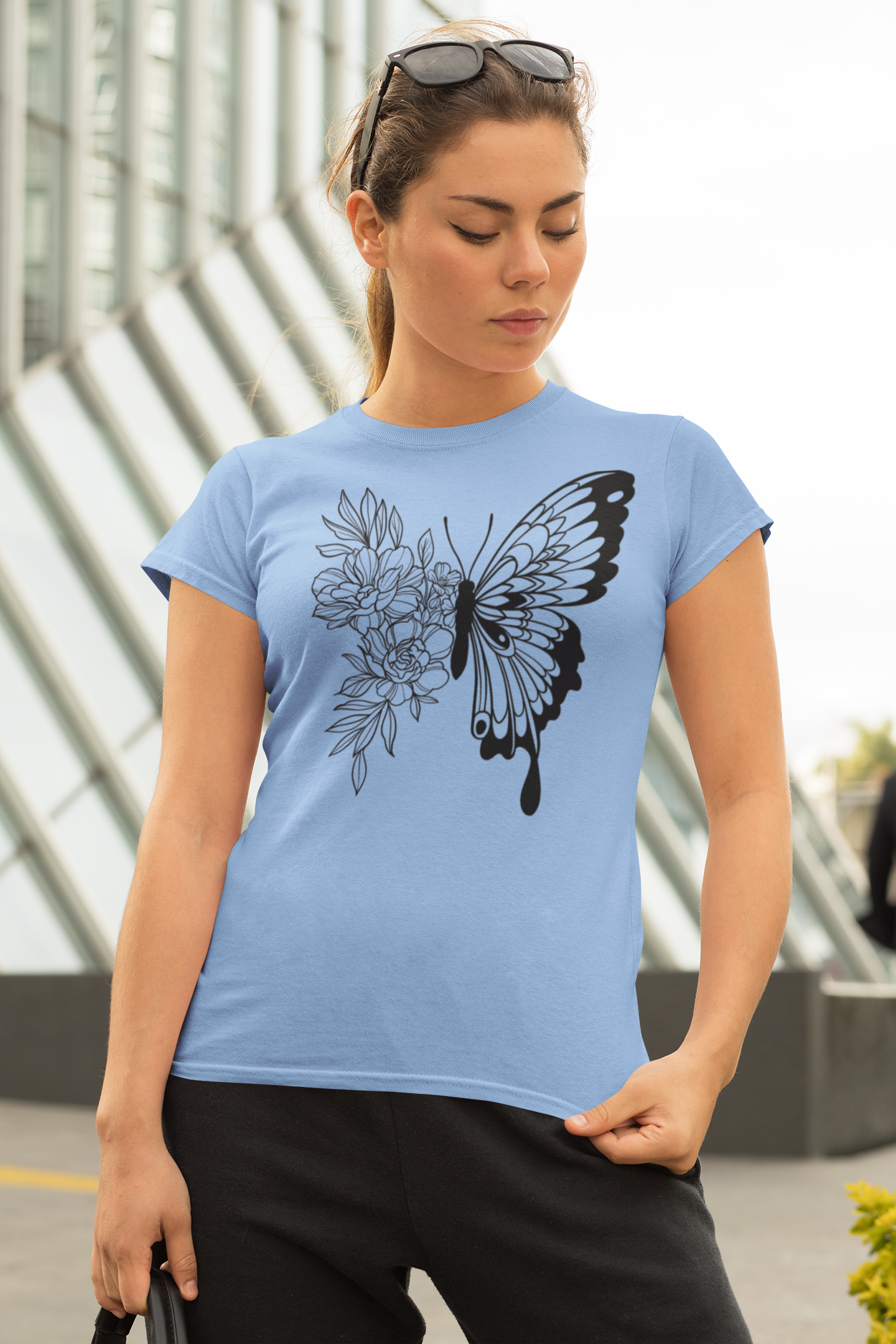Women’s Butterfly Bloom T-Shirt – Floral &amp; Butterfly Graphic Tee