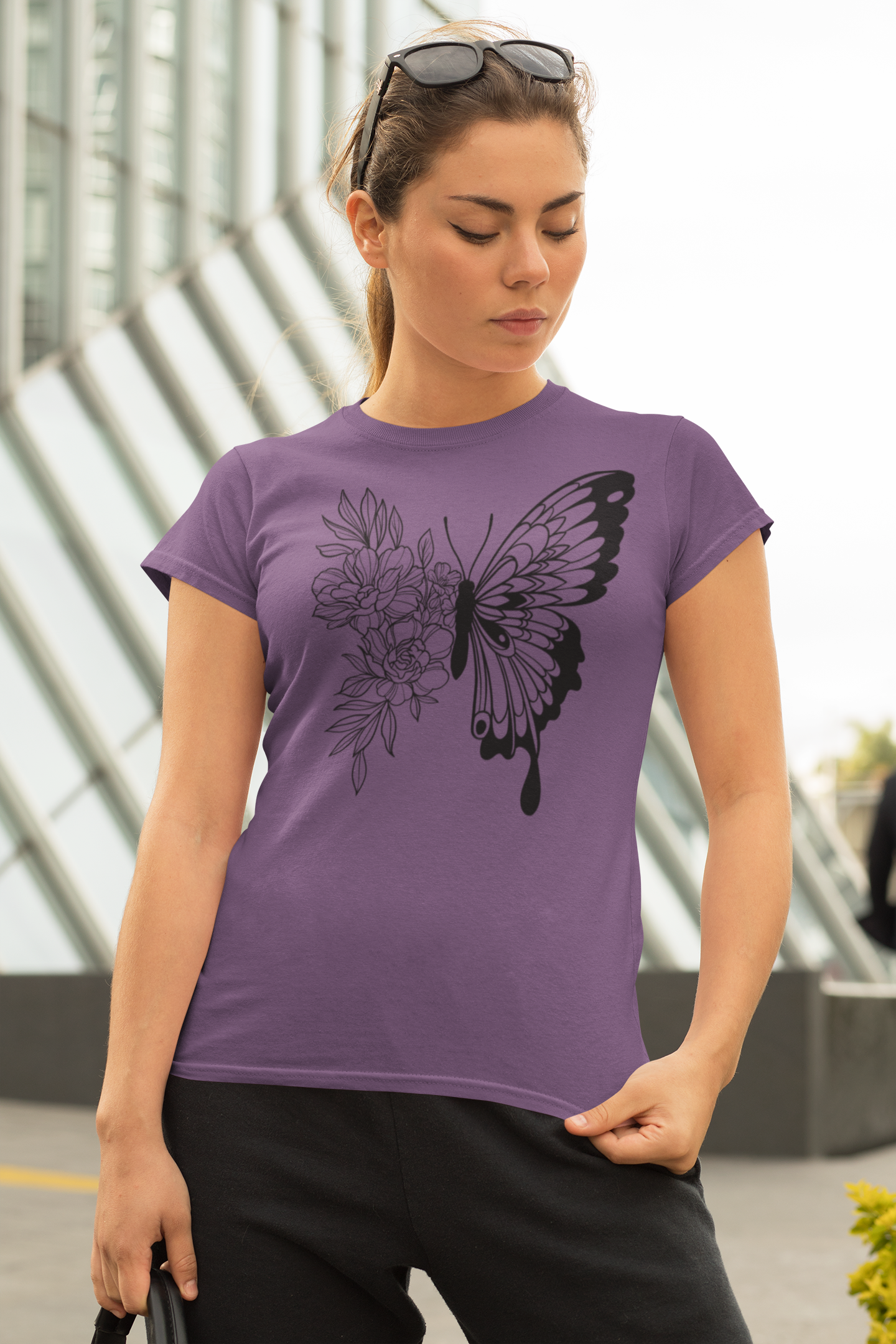 Women’s Butterfly Bloom T-Shirt – Floral &amp; Butterfly Graphic Tee