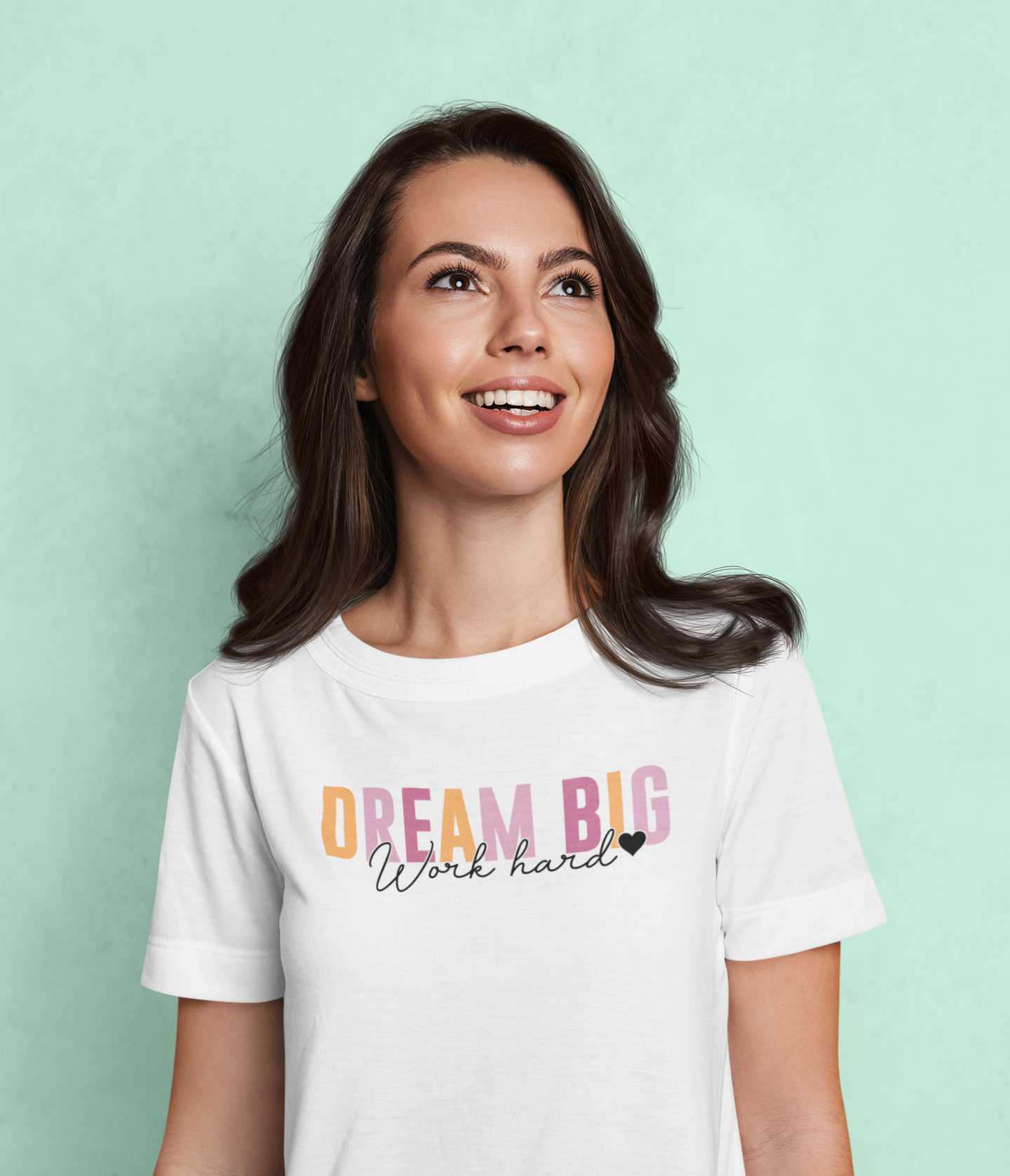Women’s V-Neck T-Shirt – “DREAM BIG, Work Hard” Motivational Graphic Tee