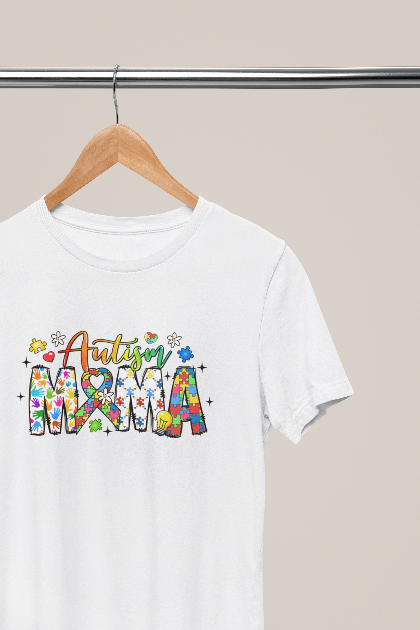 Autism Mama – Colorful Puzzle Piece T-Shirt for Proud Moms