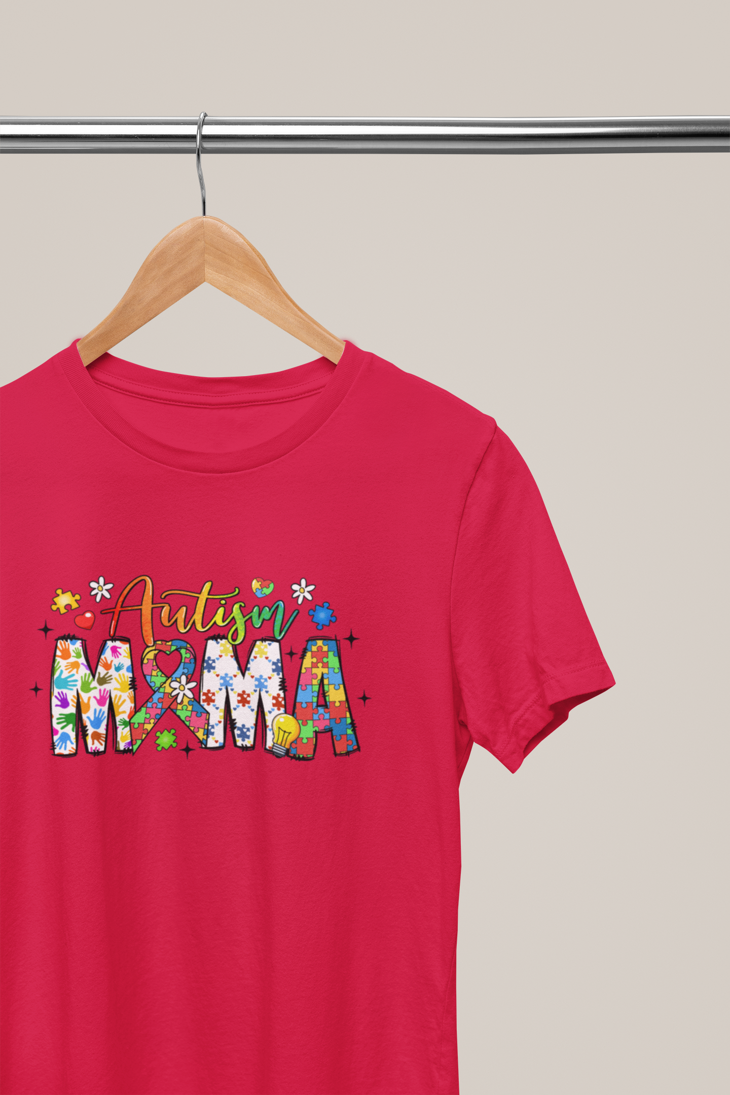 Autism Mama – Colorful Puzzle Piece T-Shirt for Proud Moms