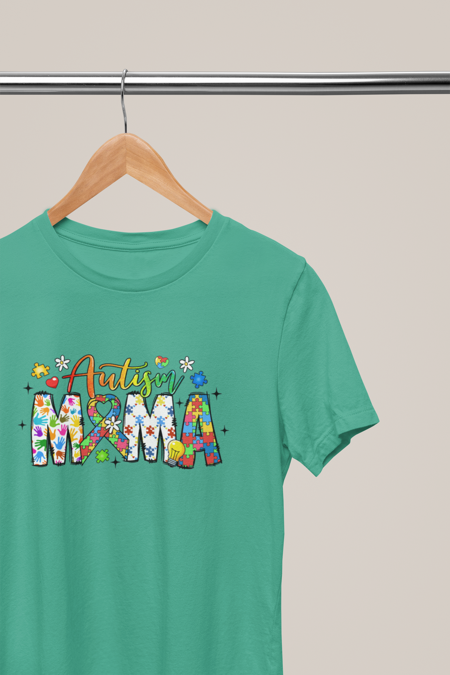 Autism Mama – Colorful Puzzle Piece T-Shirt for Proud Moms
