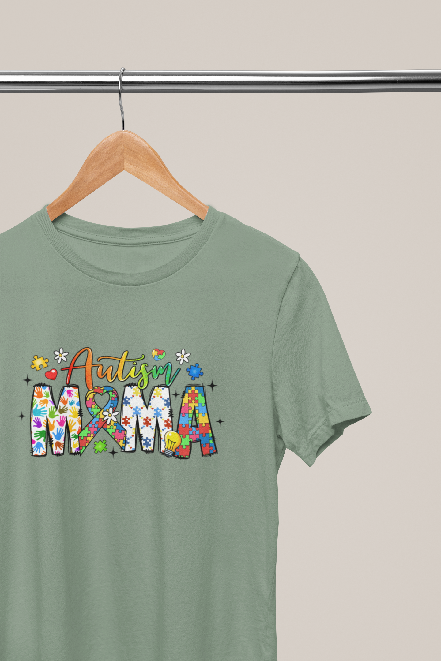 Autism Mama – Colorful Puzzle Piece T-Shirt for Proud Moms