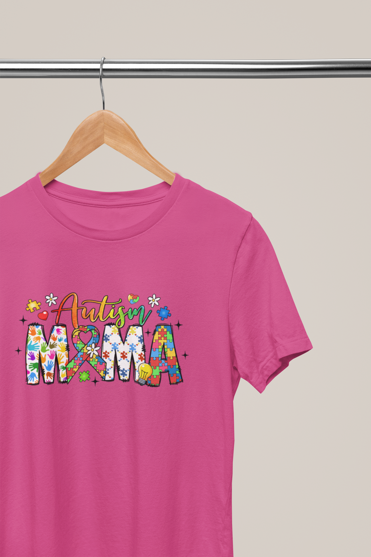 Autism Mama – Colorful Puzzle Piece T-Shirt for Proud Moms
