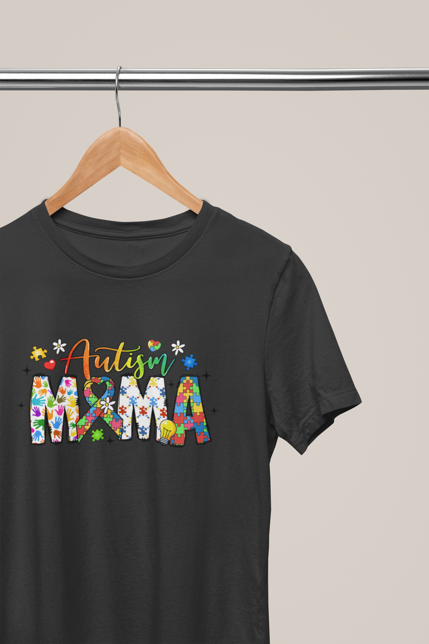 Autism Mama – Colorful Puzzle Piece T-Shirt for Proud Moms