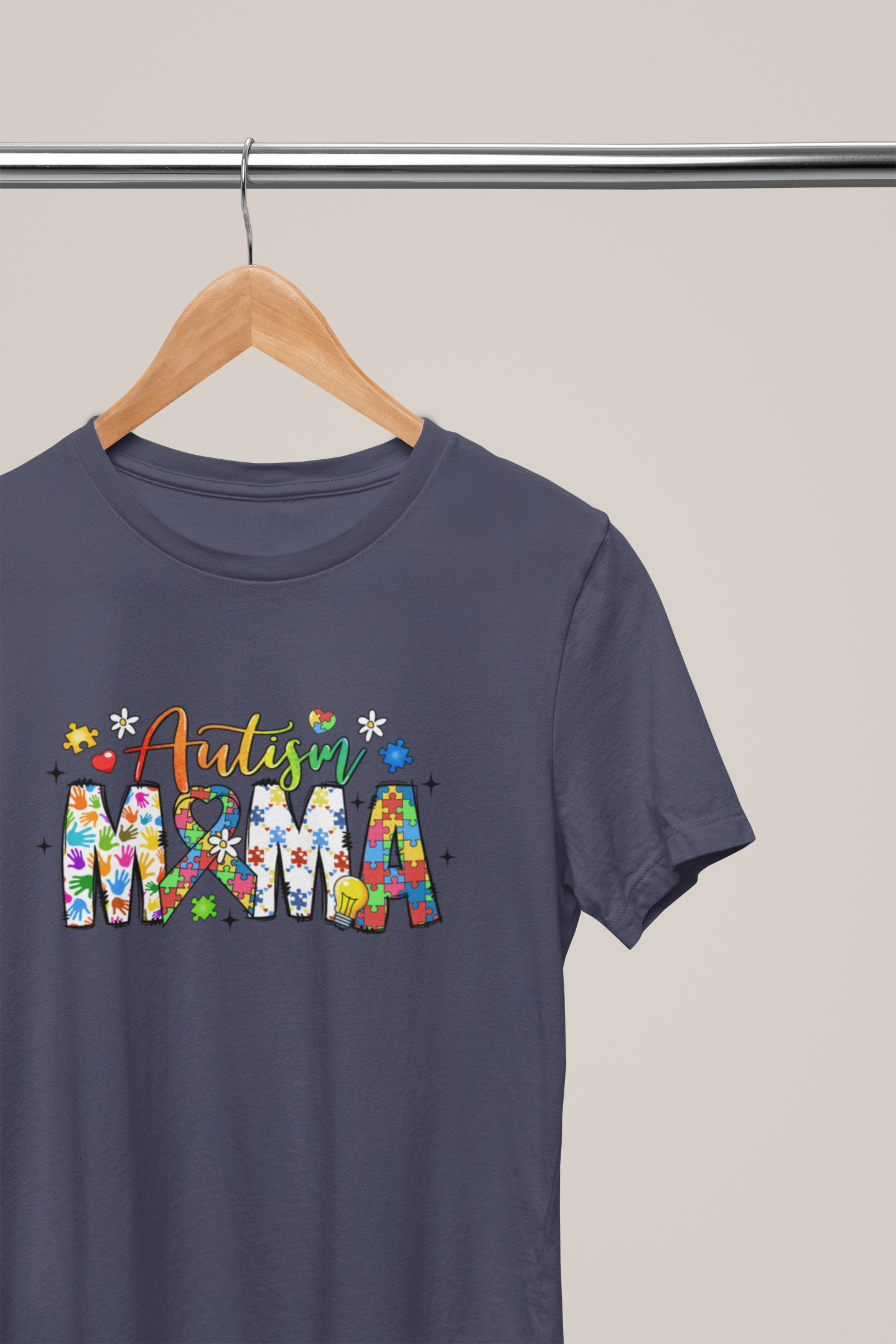 Autism Mama – Colorful Puzzle Piece T-Shirt for Proud Moms