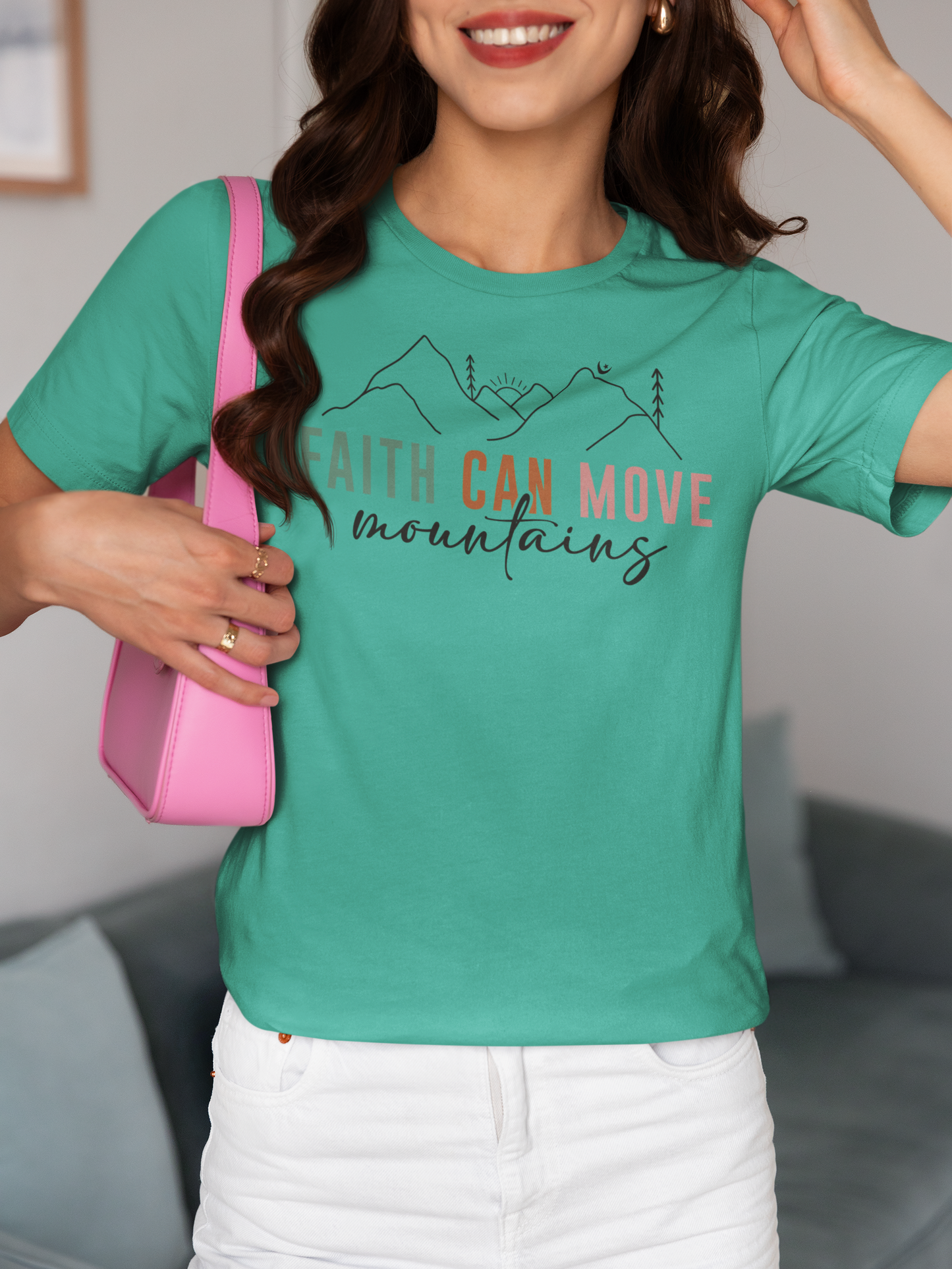 “Faith Can Move Mountains” Christian T-Shirt – Minimal Mountain Design