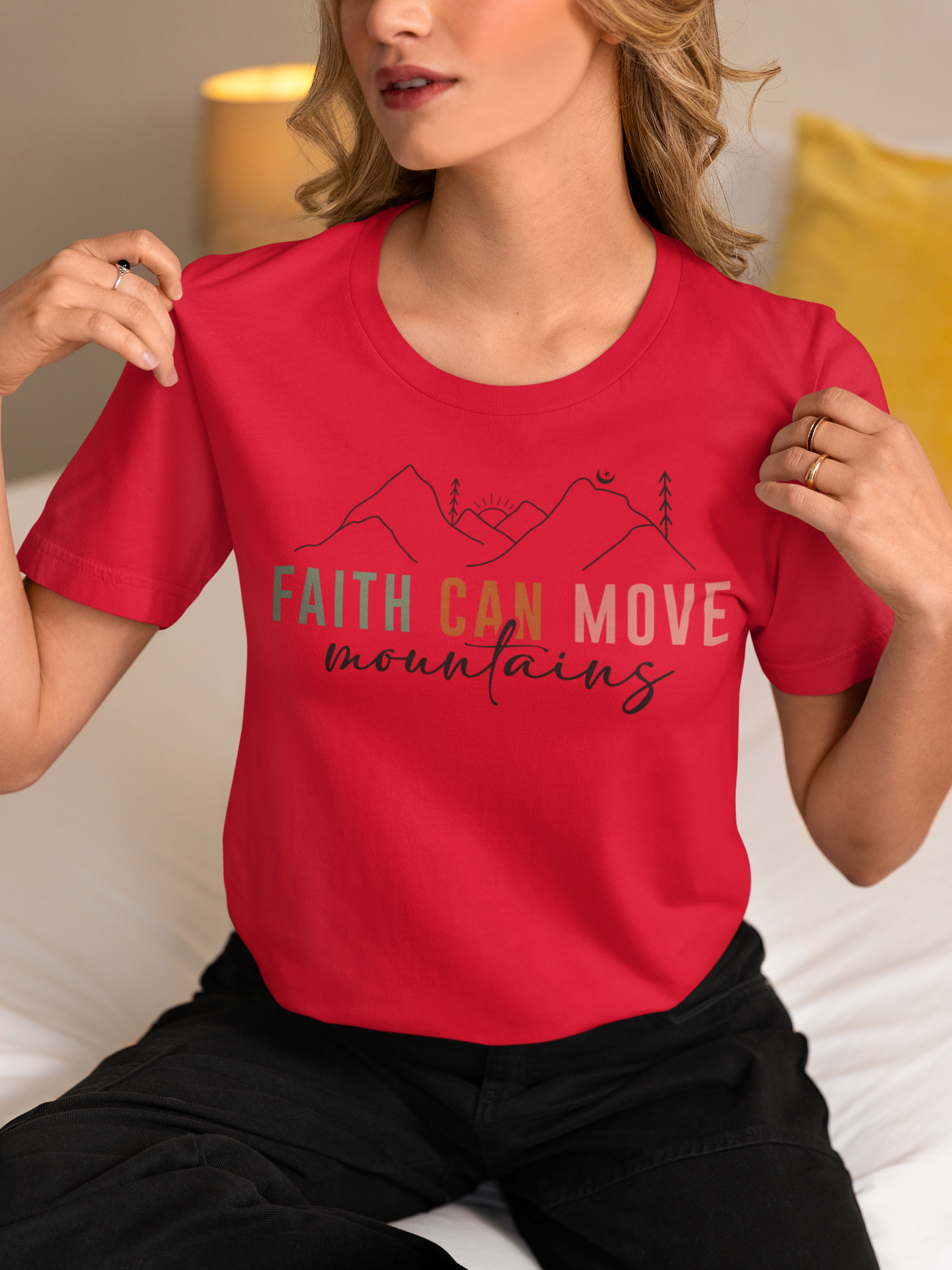 “Faith Can Move Mountains” Christian T-Shirt – Minimal Mountain Design