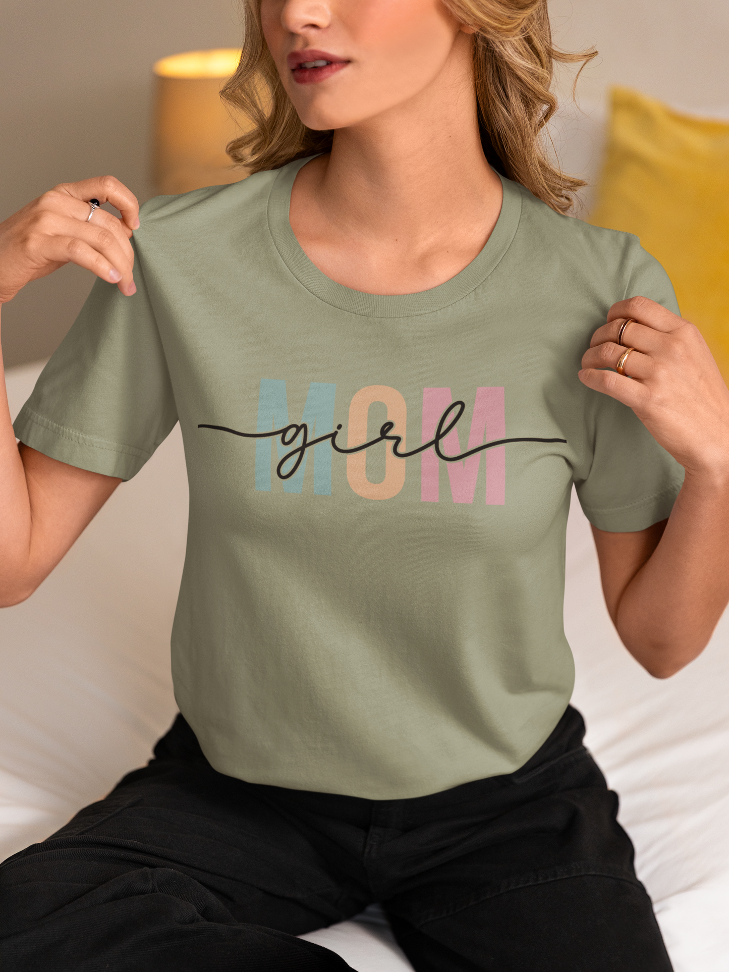 Girl Mom – Bold Pastel Block Letter T-Shirt