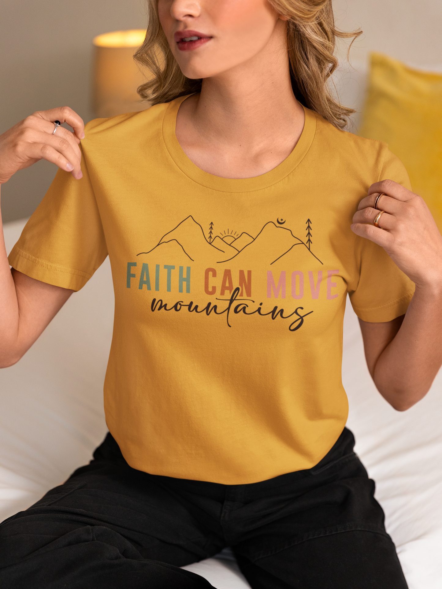 “Faith Can Move Mountains” Christian T-Shirt – Minimal Mountain Design