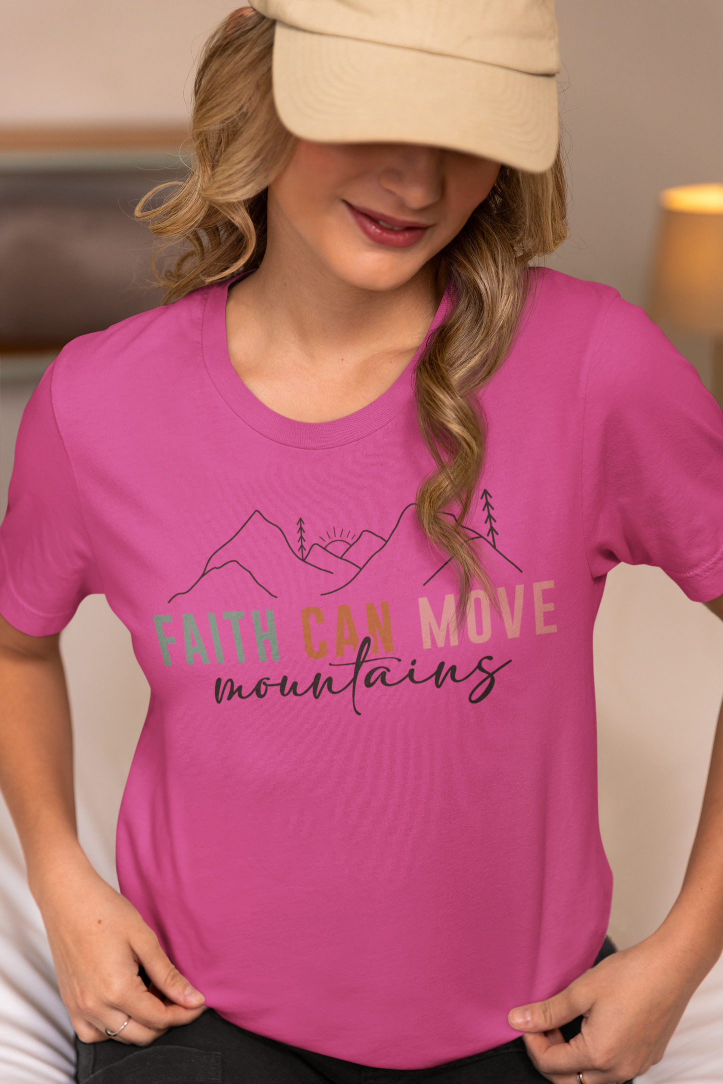 “Faith Can Move Mountains” Christian T-Shirt – Minimal Mountain Design