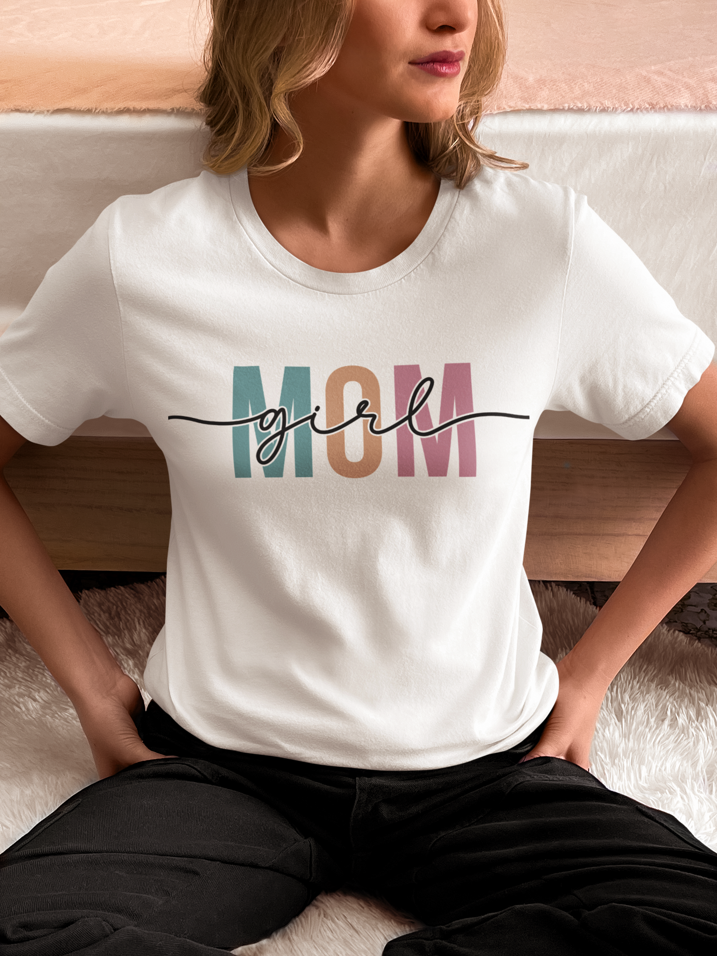 Girl Mom – Bold Pastel Block Letter T-Shirt