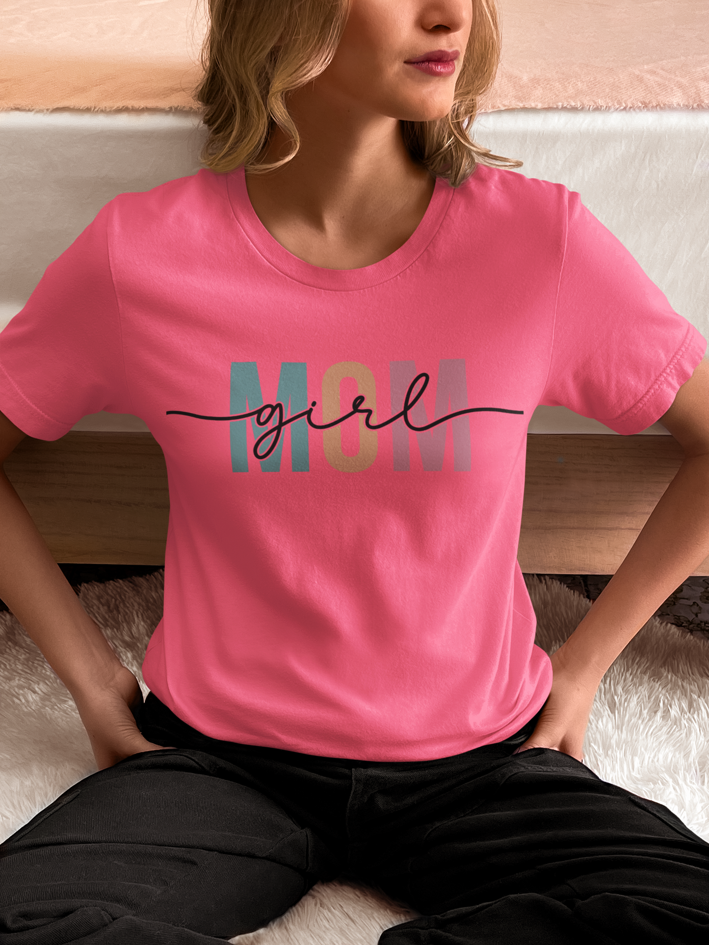 Girl Mom – Bold Pastel Block Letter T-Shirt