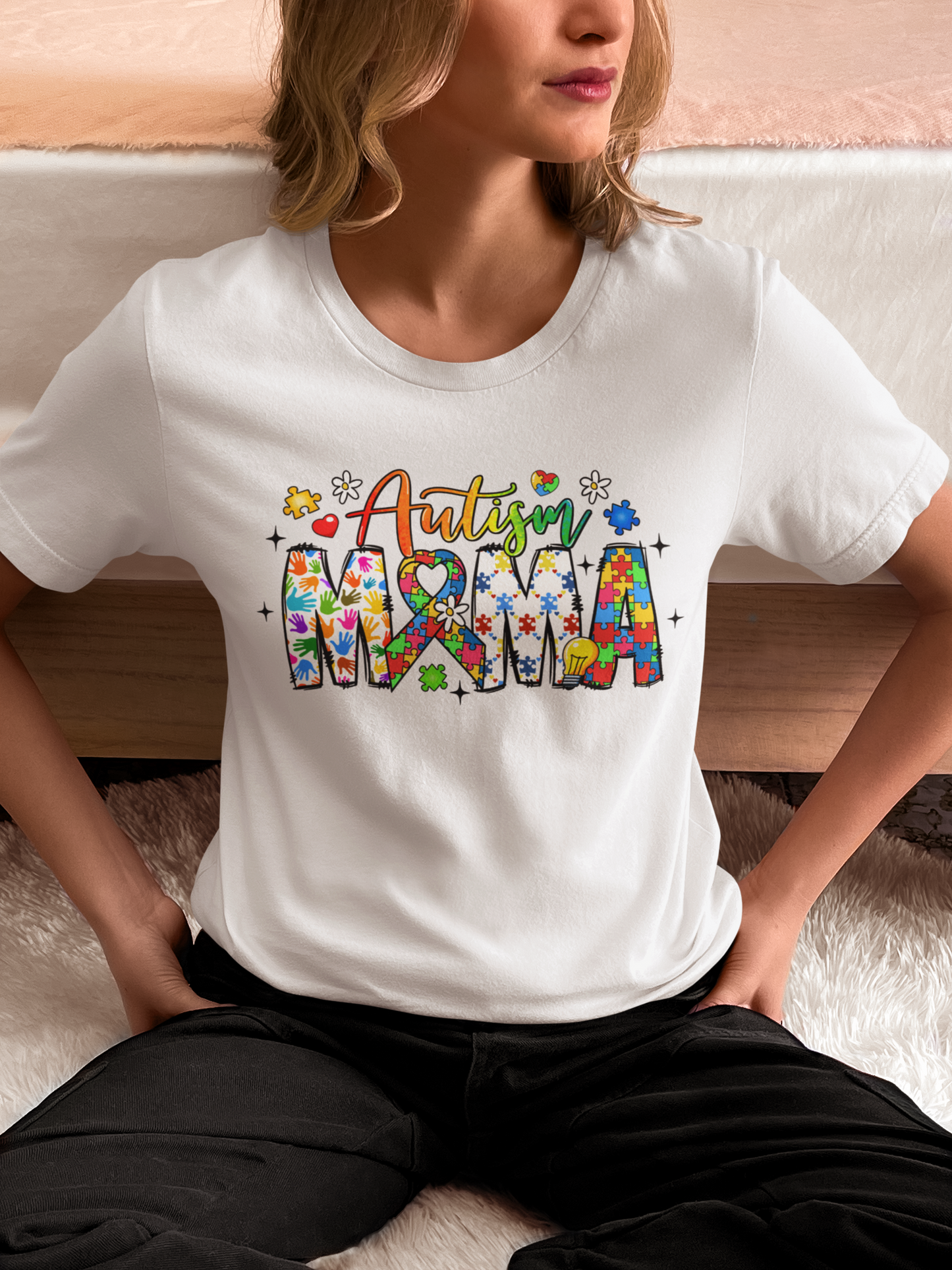 Autism Mama – Colorful Puzzle Piece T-Shirt for Proud Moms