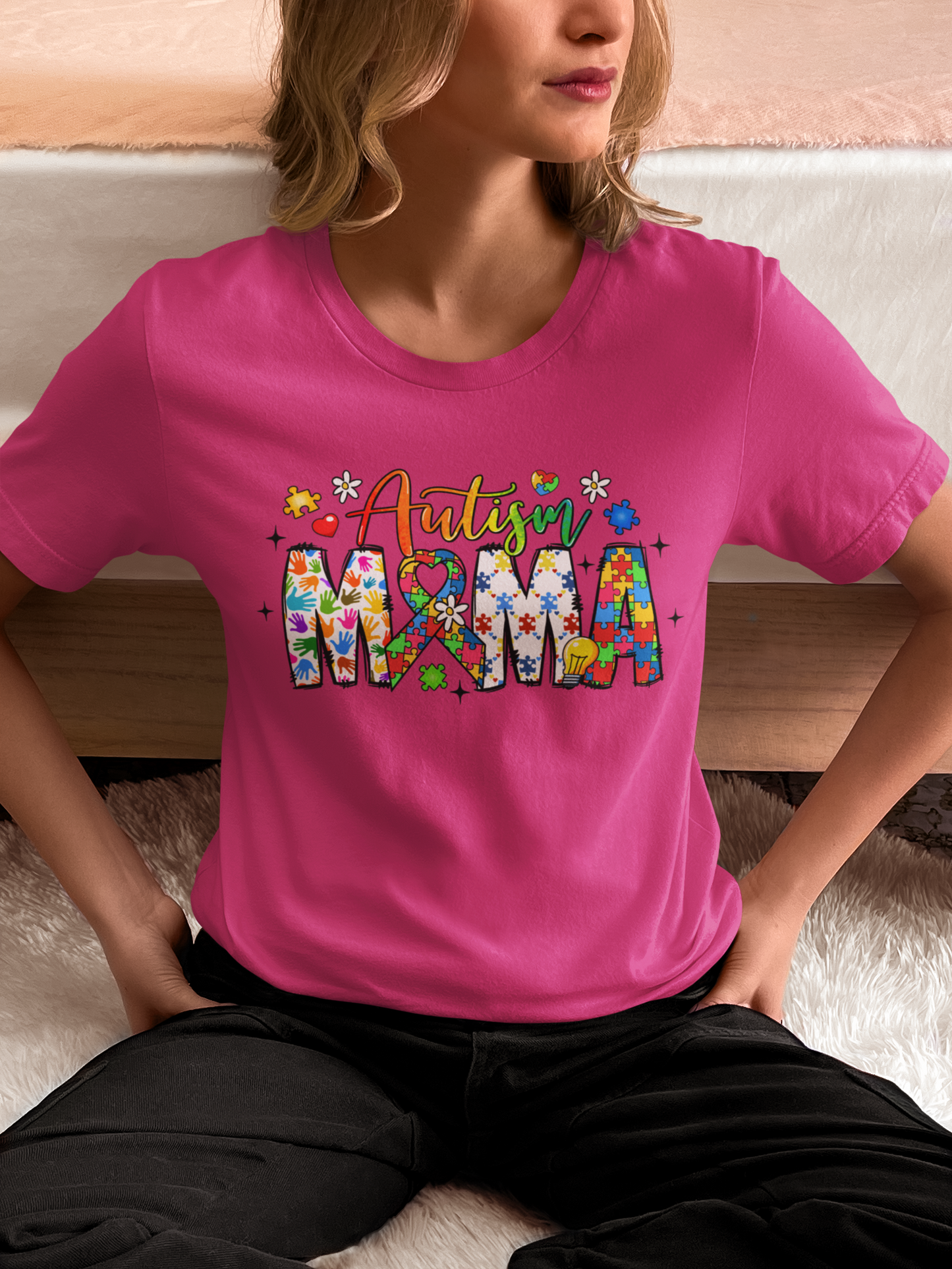 Autism Mama – Colorful Puzzle Piece T-Shirt for Proud Moms