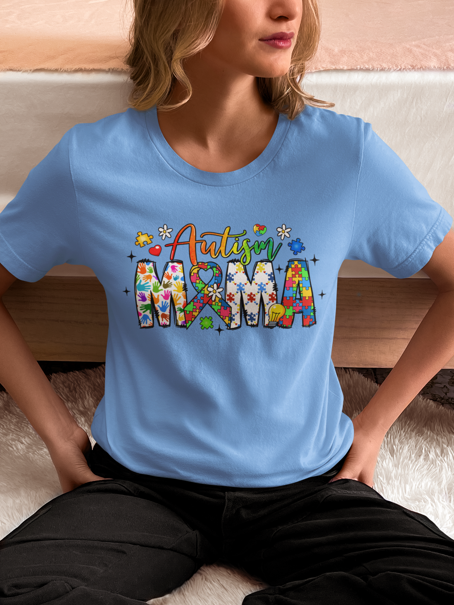 Autism Mama – Colorful Puzzle Piece T-Shirt for Proud Moms
