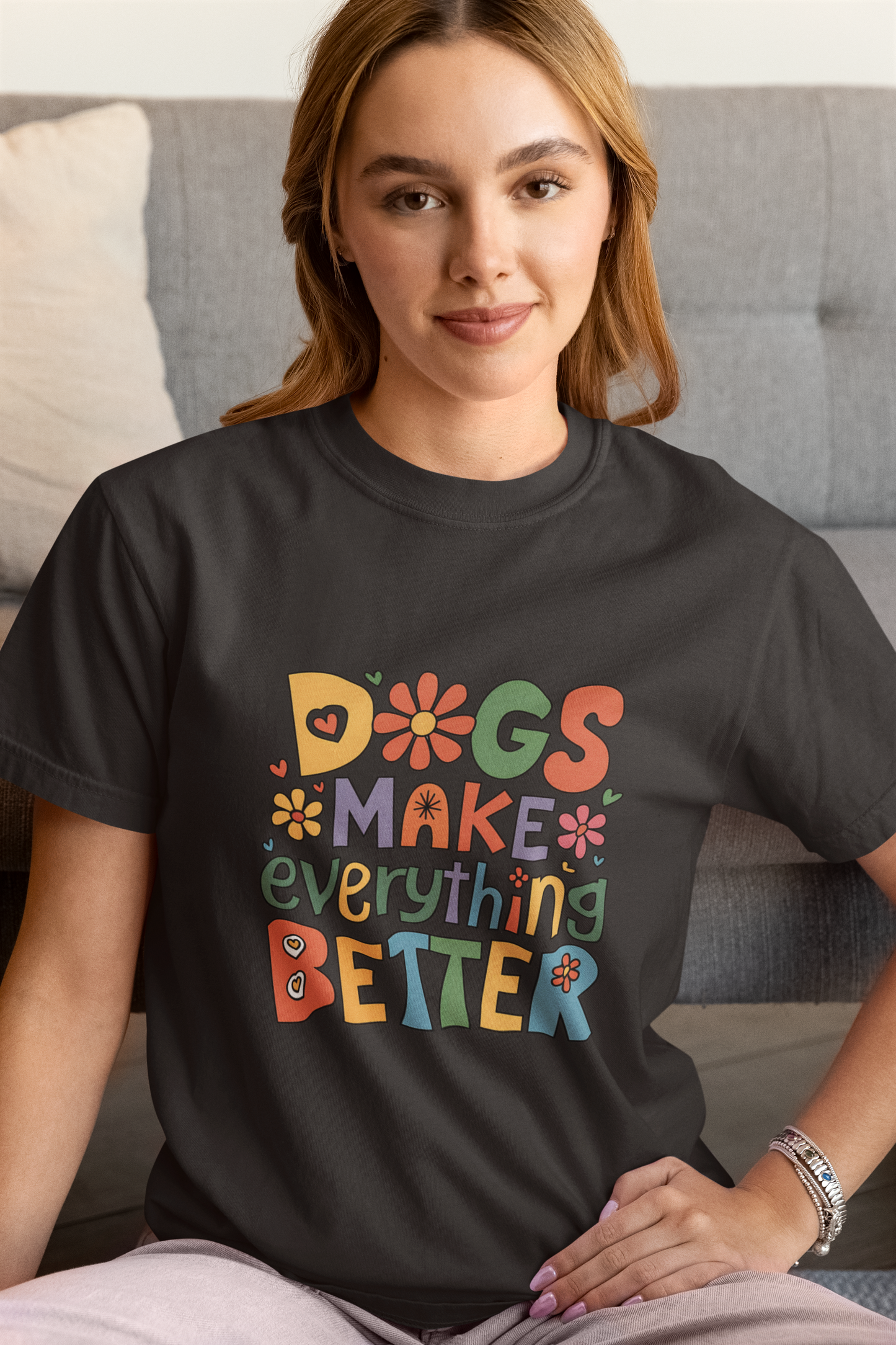 Dogs Make Everything Better – Colorful Retro Pet Lover Tee