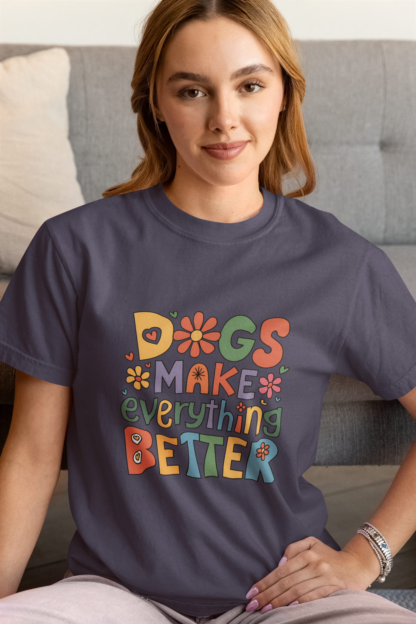 Dogs Make Everything Better – Colorful Retro Pet Lover Tee