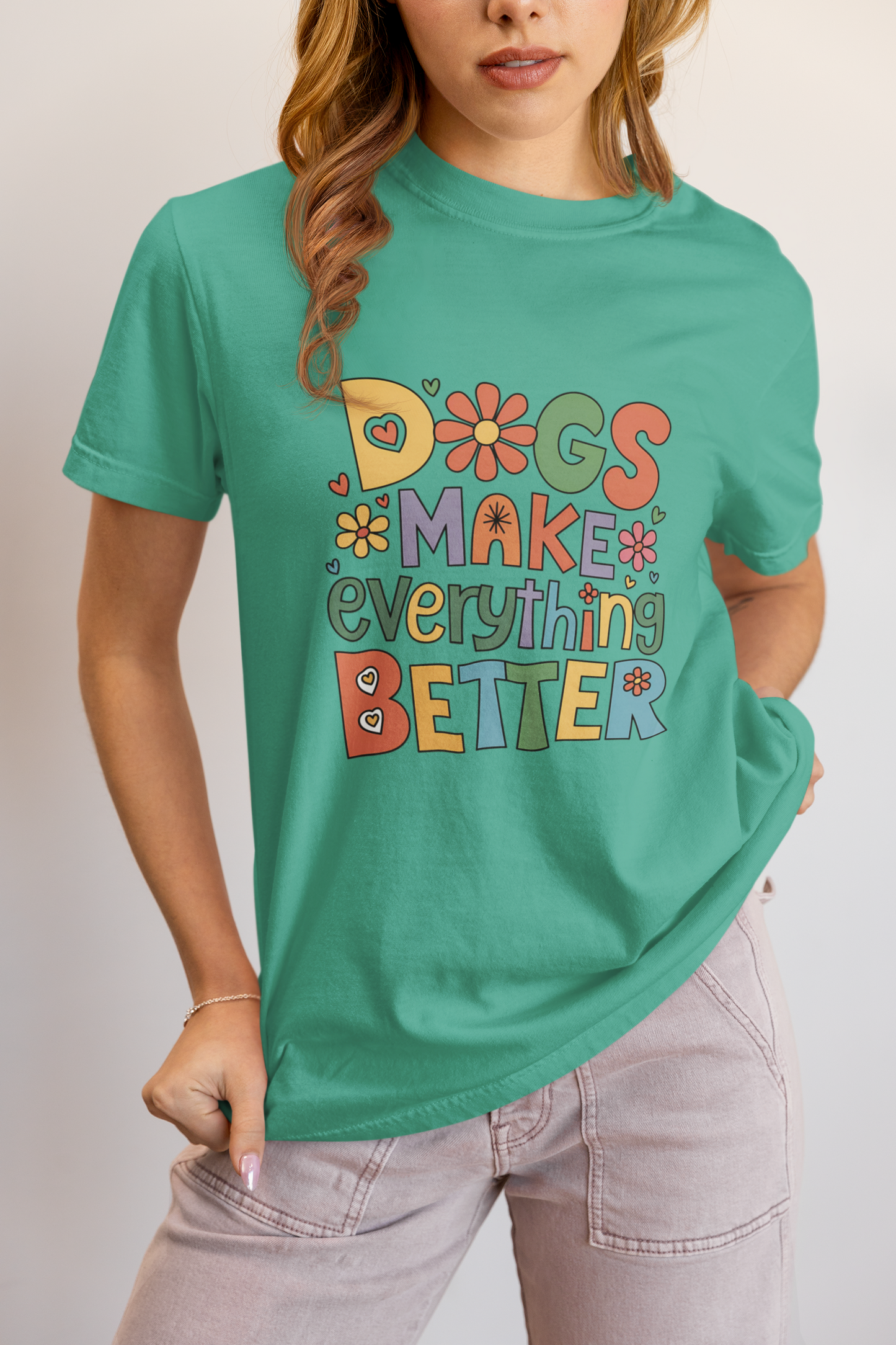 Dogs Make Everything Better – Colorful Retro Pet Lover Tee