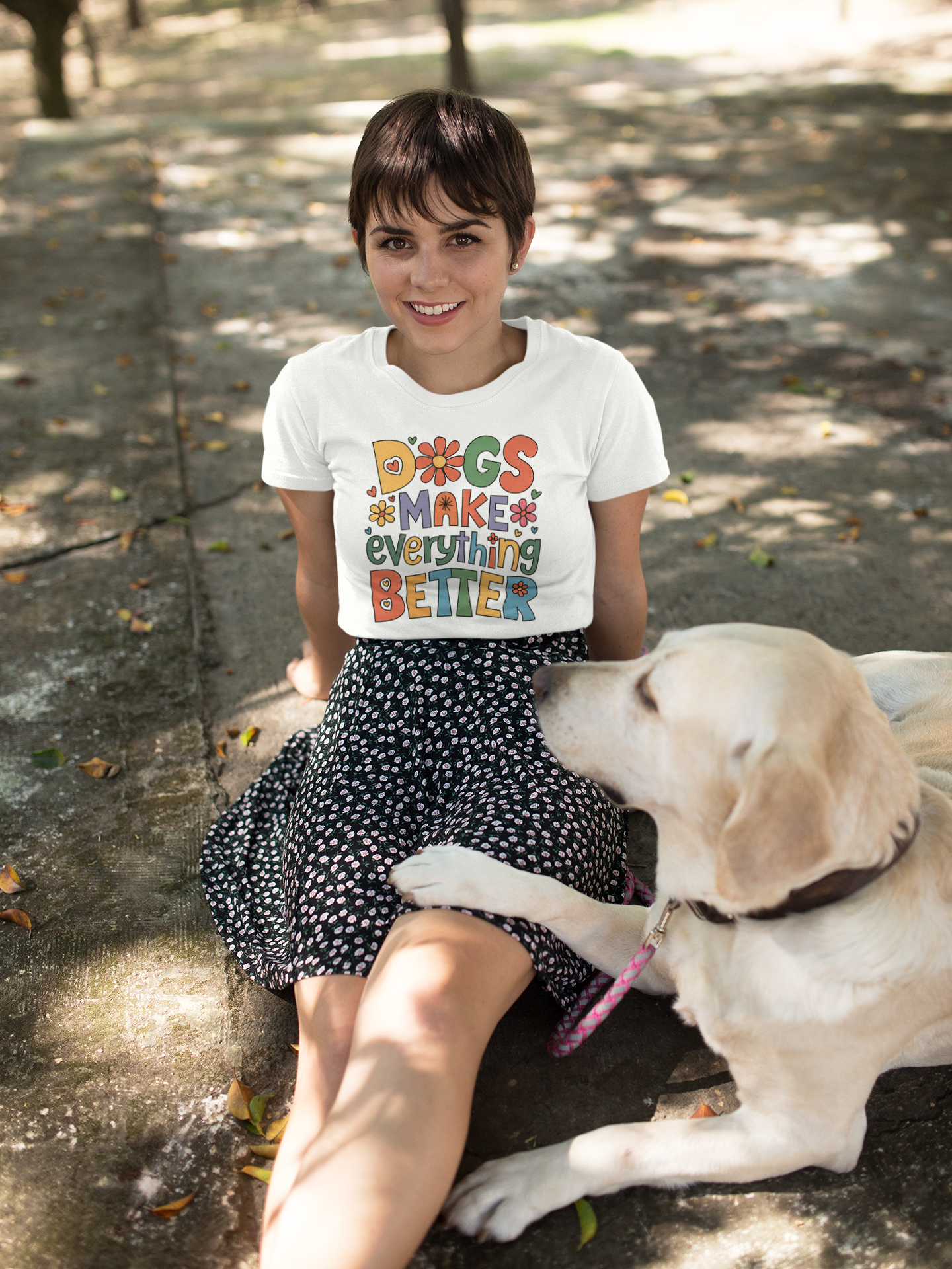 Dogs Make Everything Better – Colorful Retro Pet Lover Tee