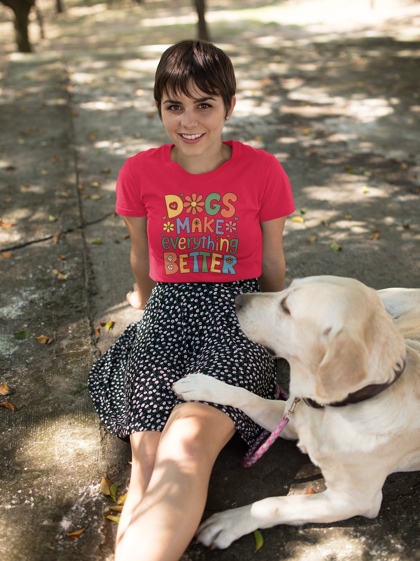 Dogs Make Everything Better – Colorful Retro Pet Lover Tee