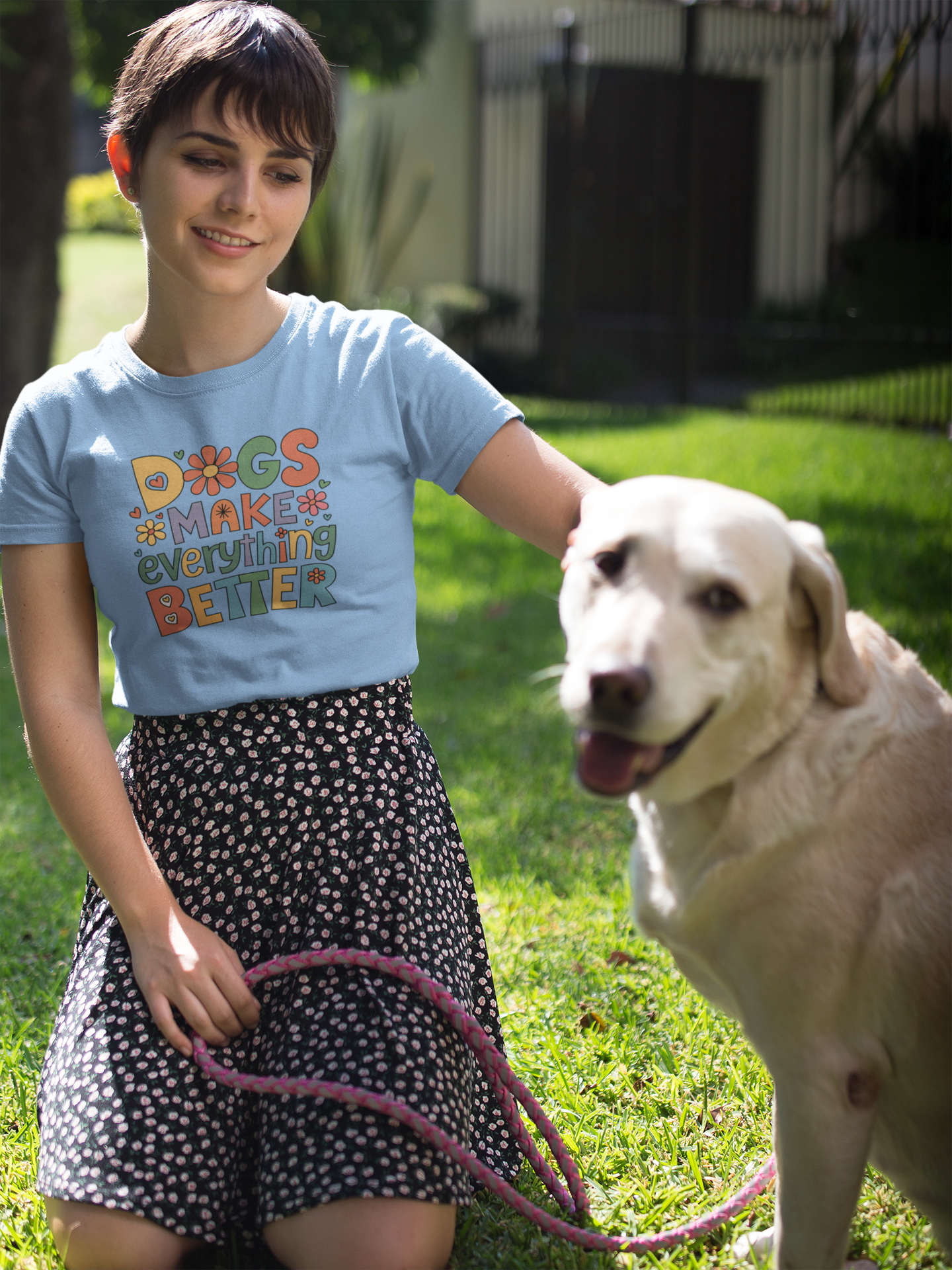 Dogs Make Everything Better – Colorful Retro Pet Lover Tee