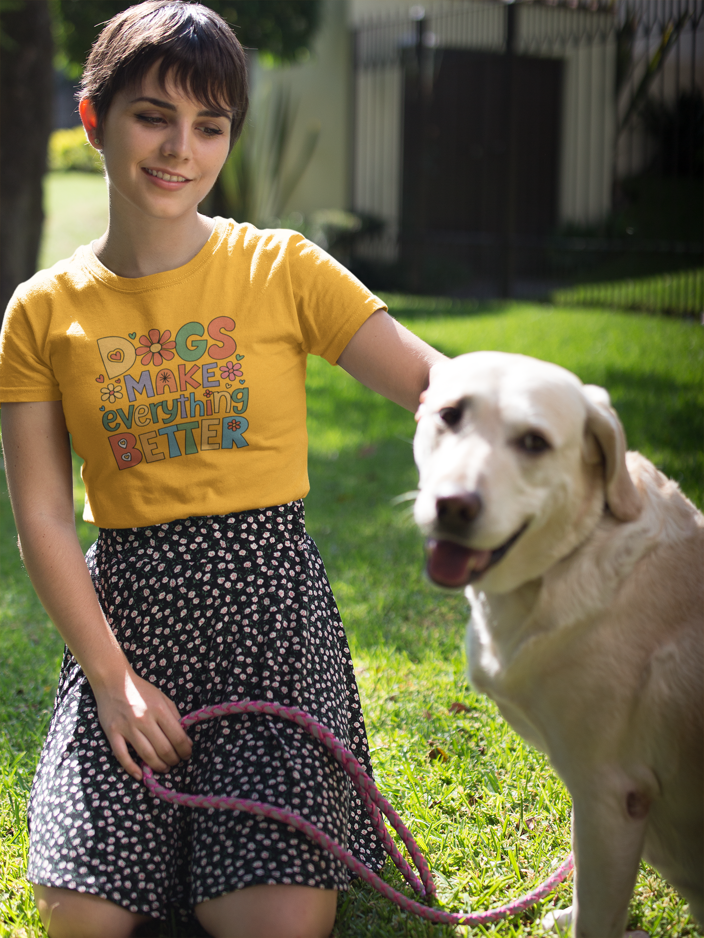 Dogs Make Everything Better – Colorful Retro Pet Lover Tee