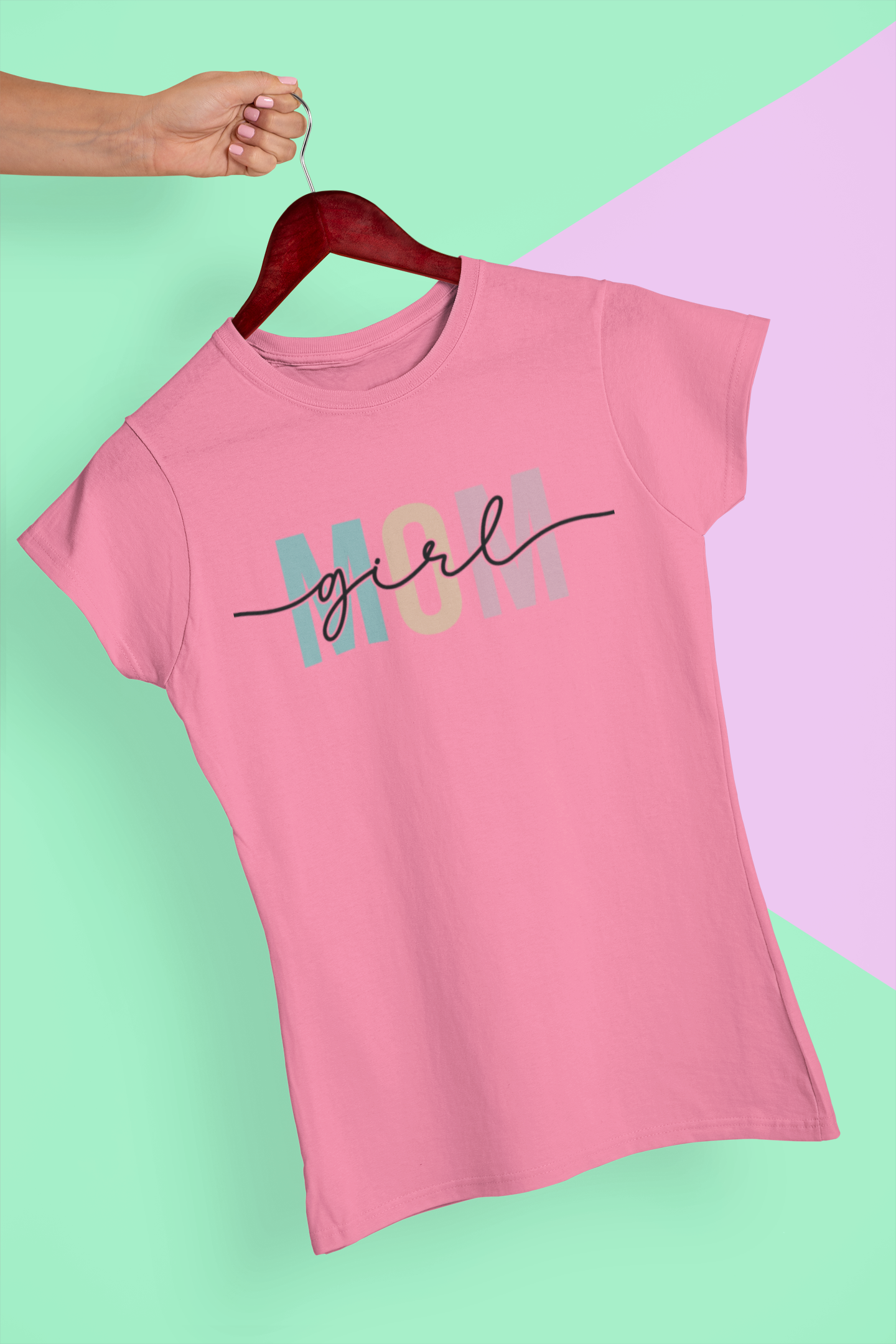 Girl Mom – Bold Pastel Block Letter T-Shirt