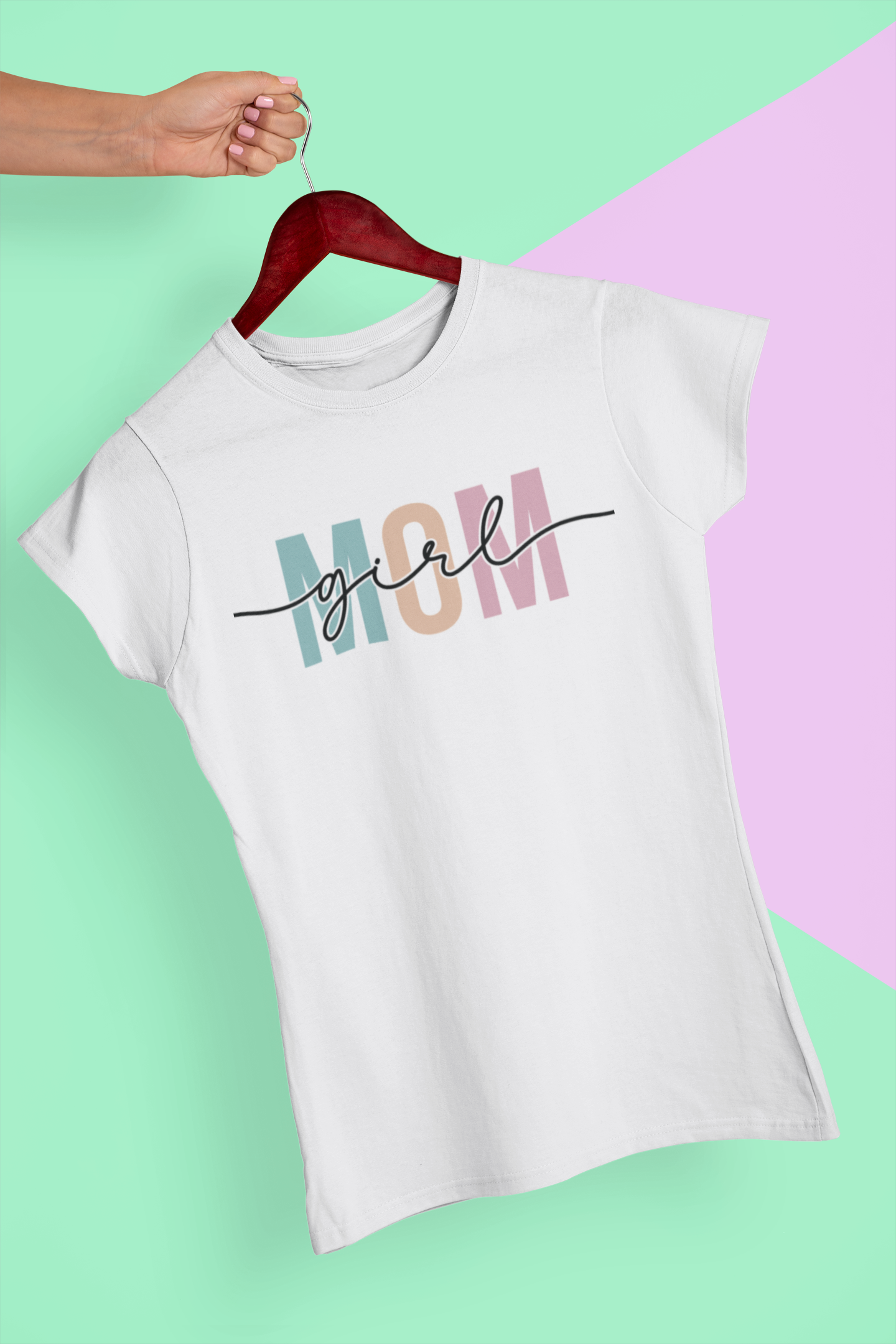 Girl Mom – Bold Pastel Block Letter T-Shirt