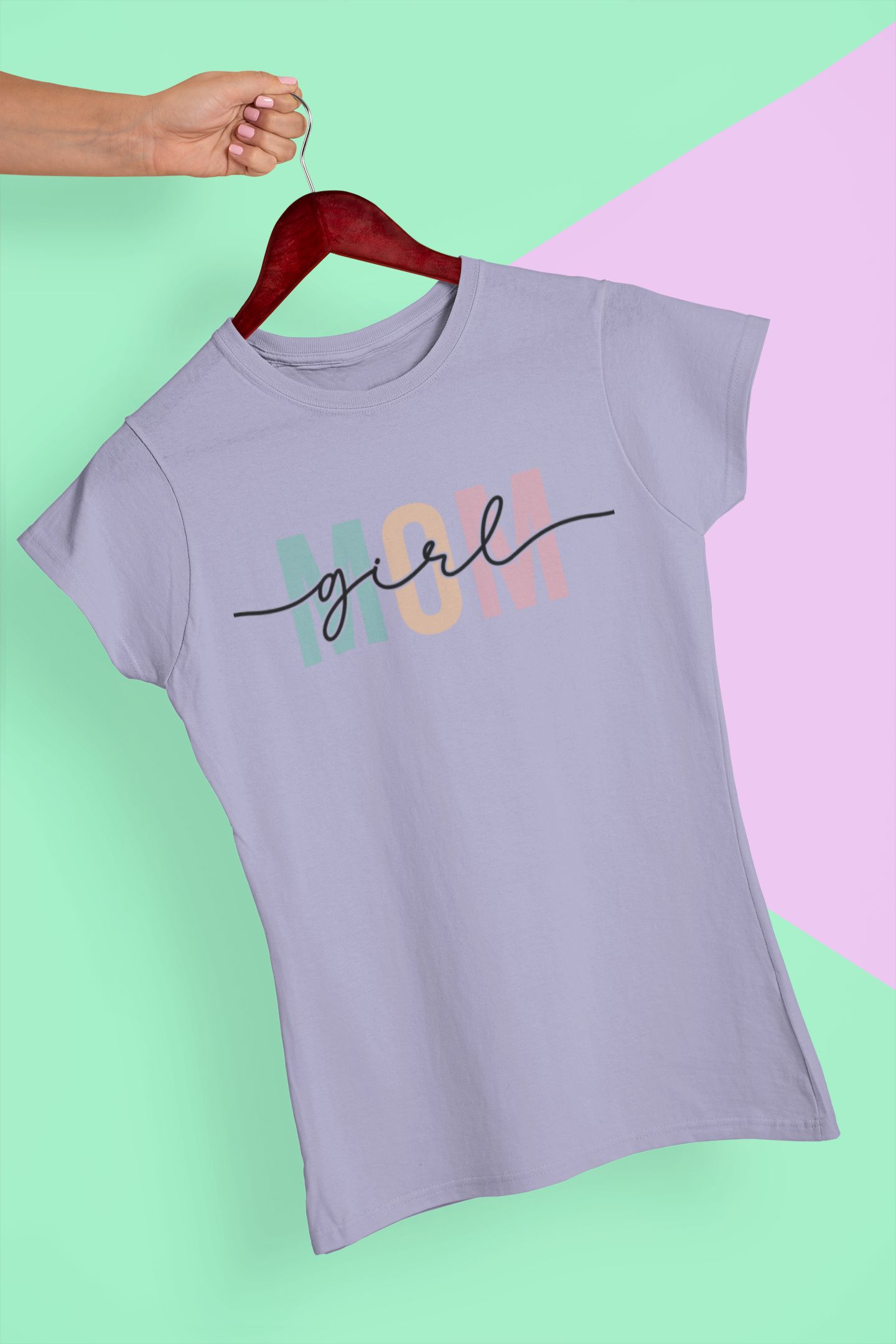 Girl Mom – Bold Pastel Block Letter T-Shirt