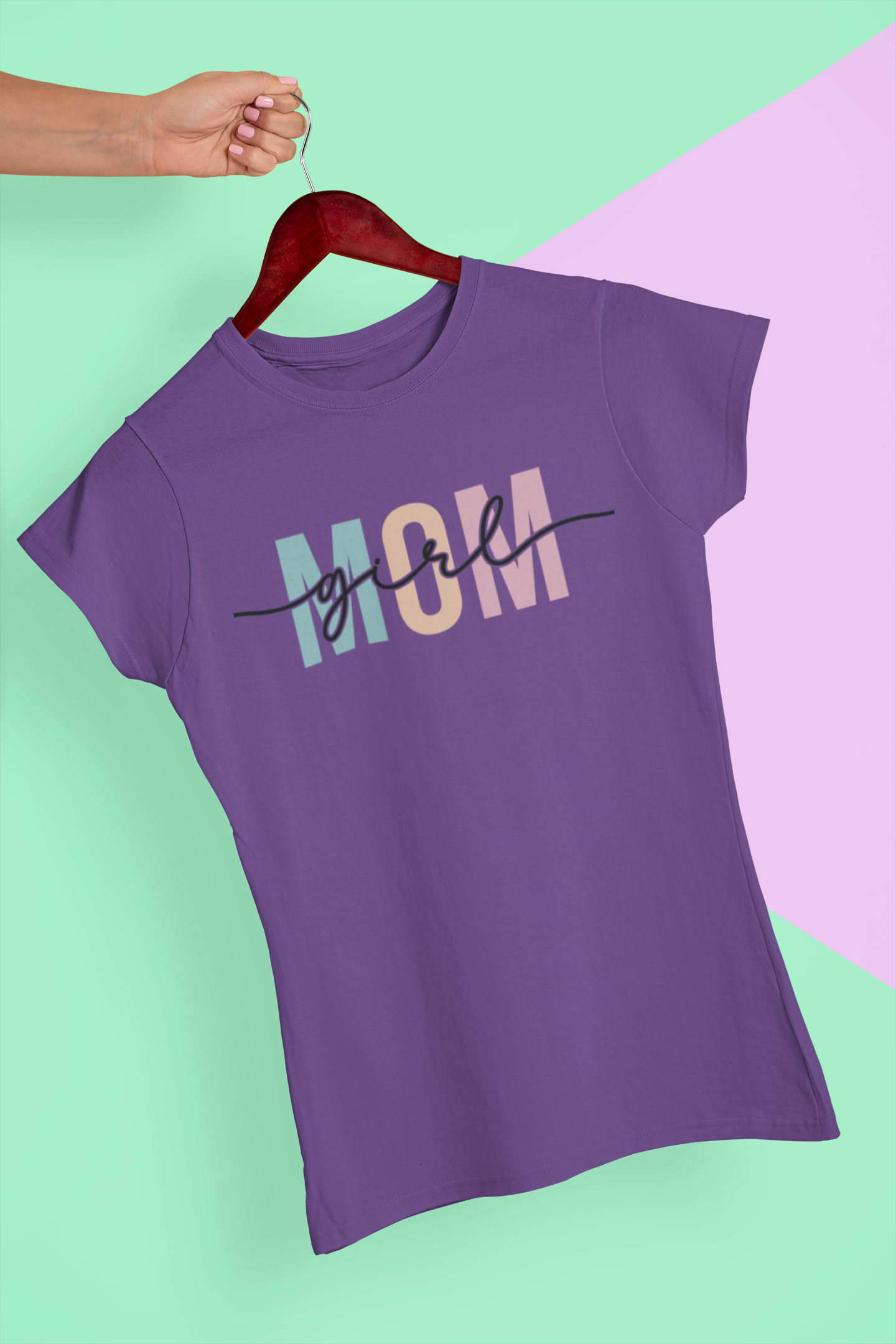 Girl Mom – Bold Pastel Block Letter T-Shirt