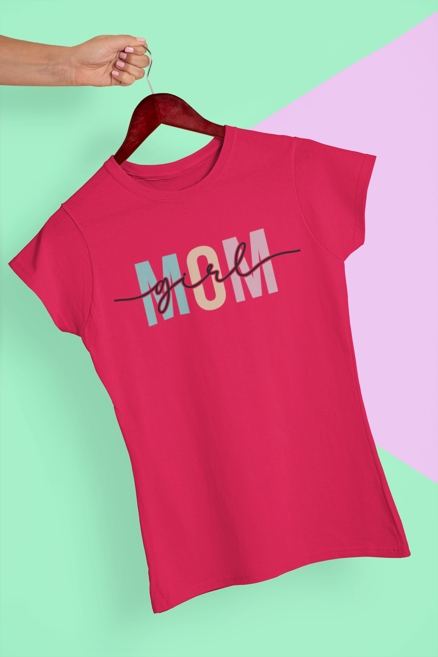 Girl Mom – Bold Pastel Block Letter T-Shirt