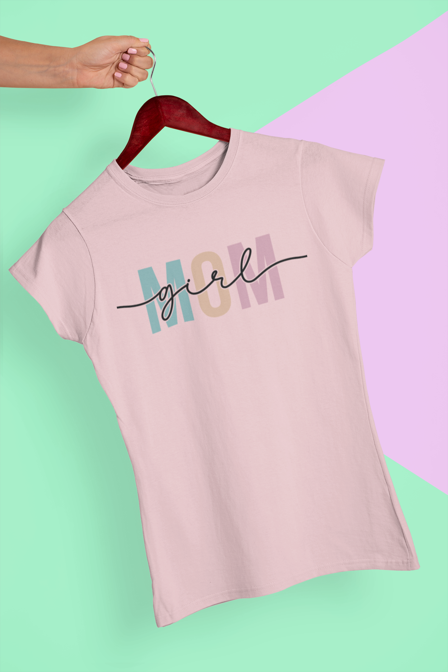 Girl Mom – Bold Pastel Block Letter T-Shirt
