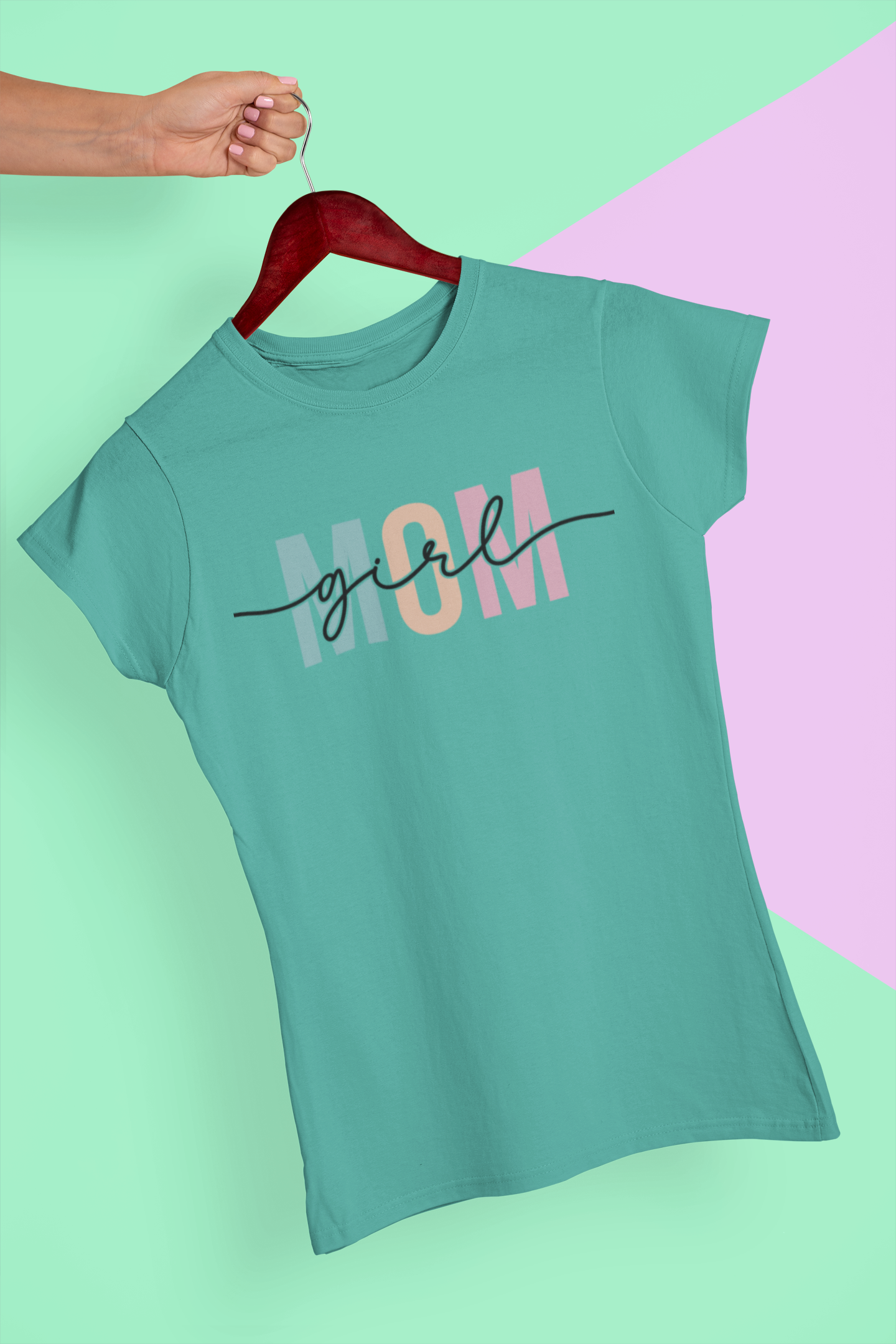 Girl Mom – Bold Pastel Block Letter T-Shirt