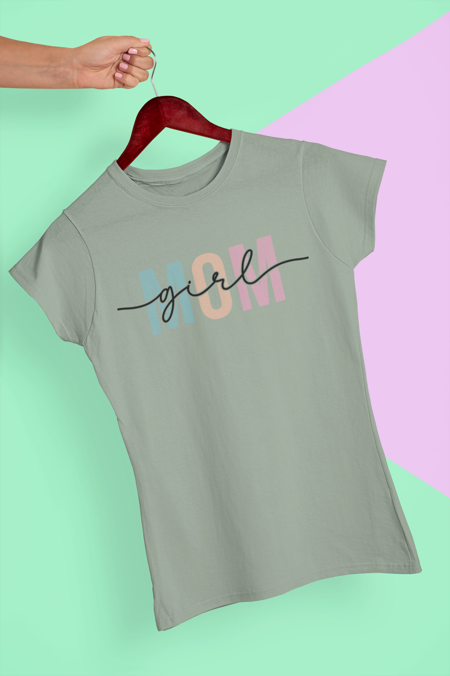 Girl Mom – Bold Pastel Block Letter T-Shirt