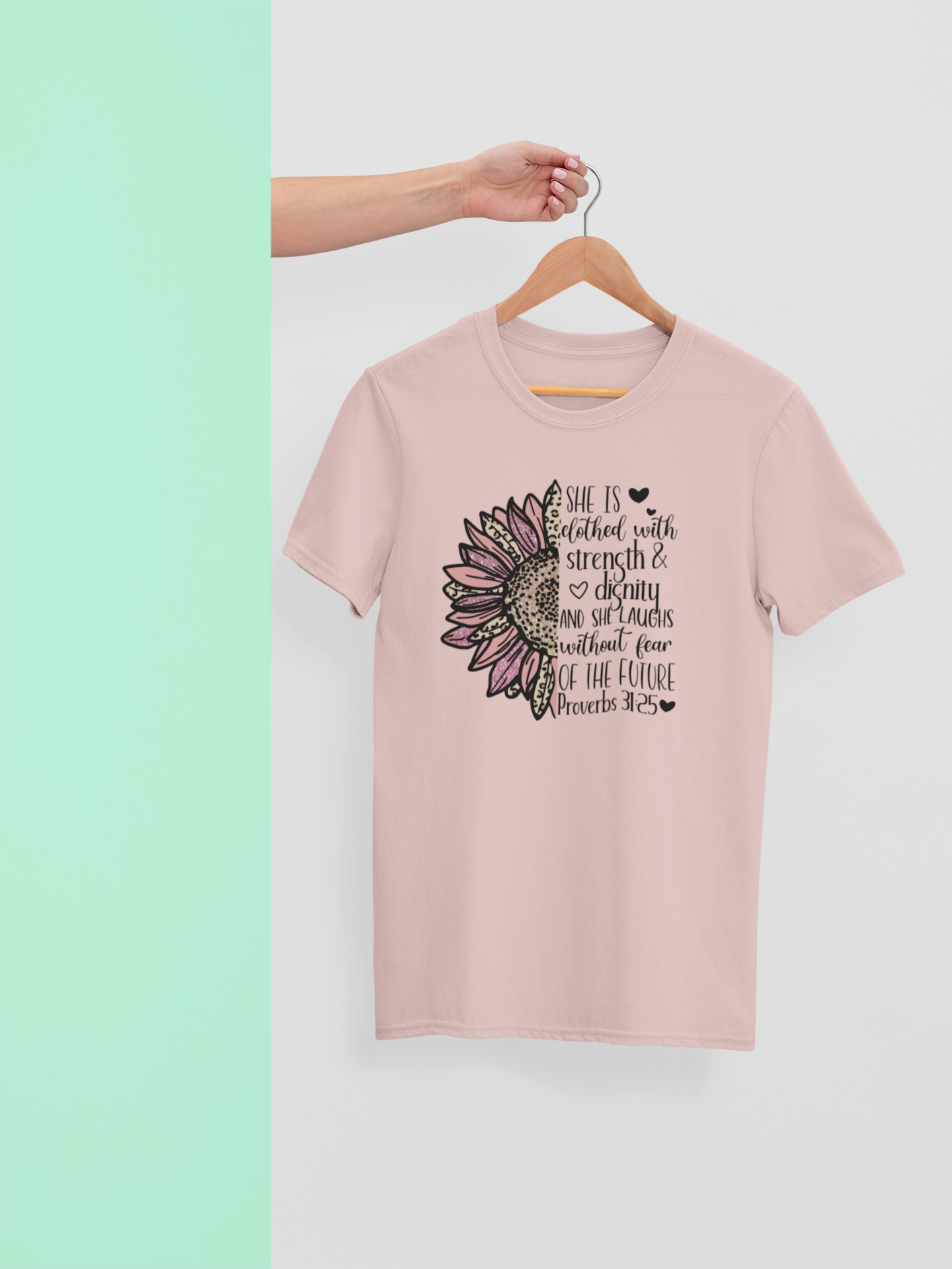 She Is Clothed with Strength &amp; Dignity – Proverbs 31:25 Floral Christian Tee