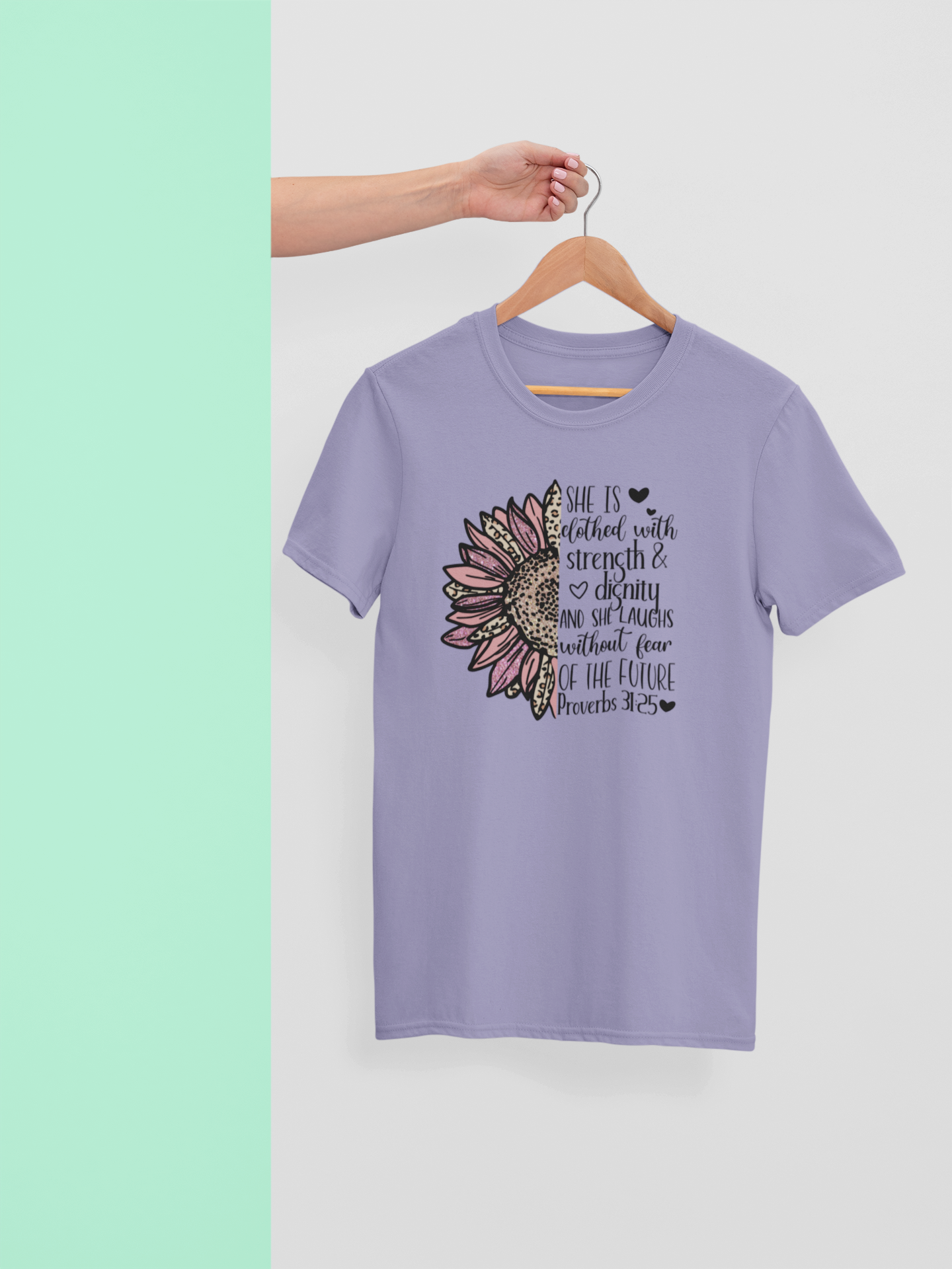 She Is Clothed with Strength &amp; Dignity – Proverbs 31:25 Floral Christian Tee