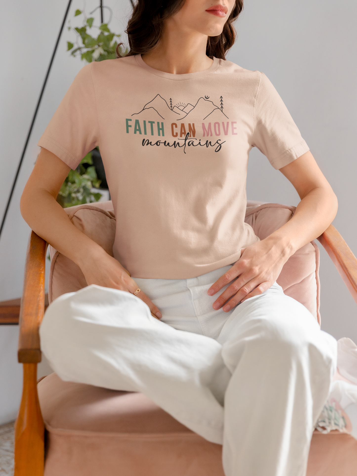 “Faith Can Move Mountains” Christian T-Shirt – Minimal Mountain Design