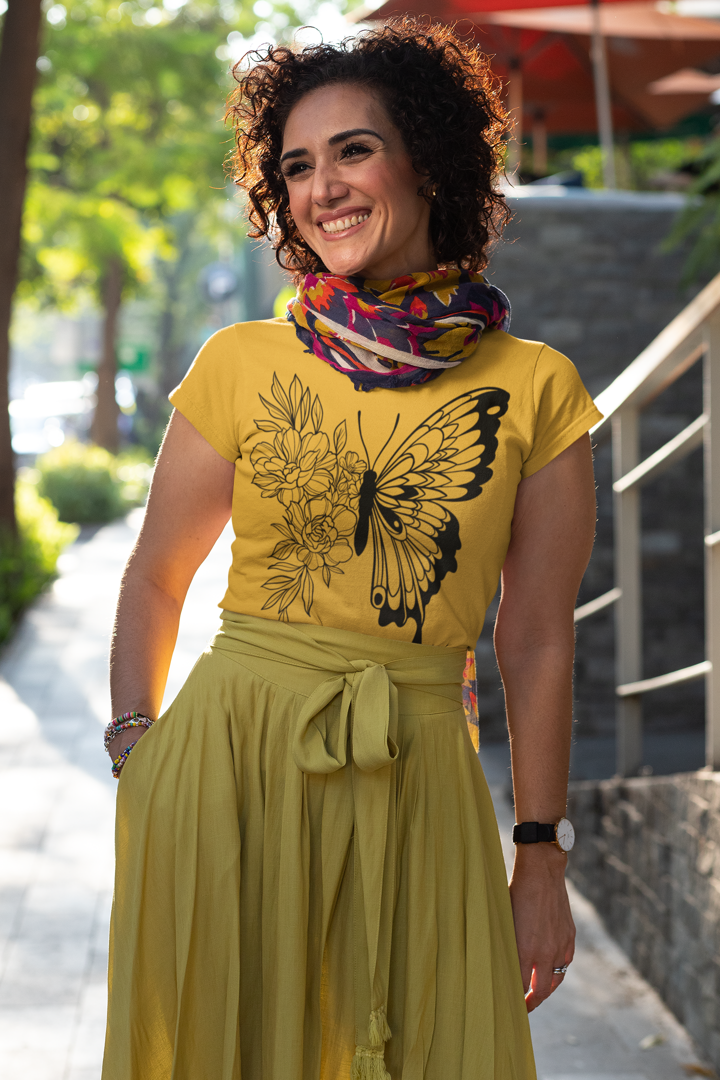 Women’s Butterfly Bloom T-Shirt – Floral &amp; Butterfly Graphic Tee