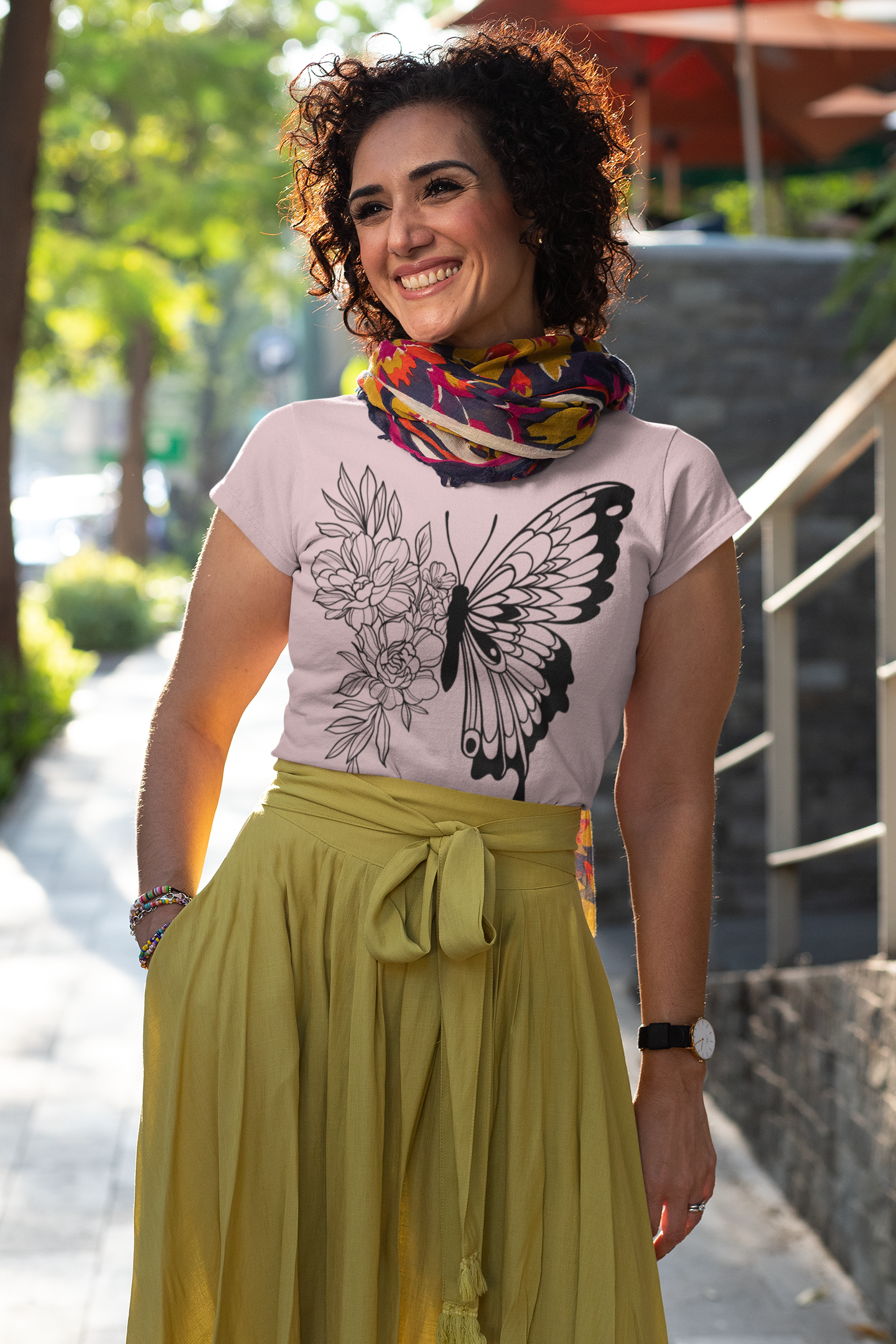 Women’s Butterfly Bloom T-Shirt – Floral &amp; Butterfly Graphic Tee