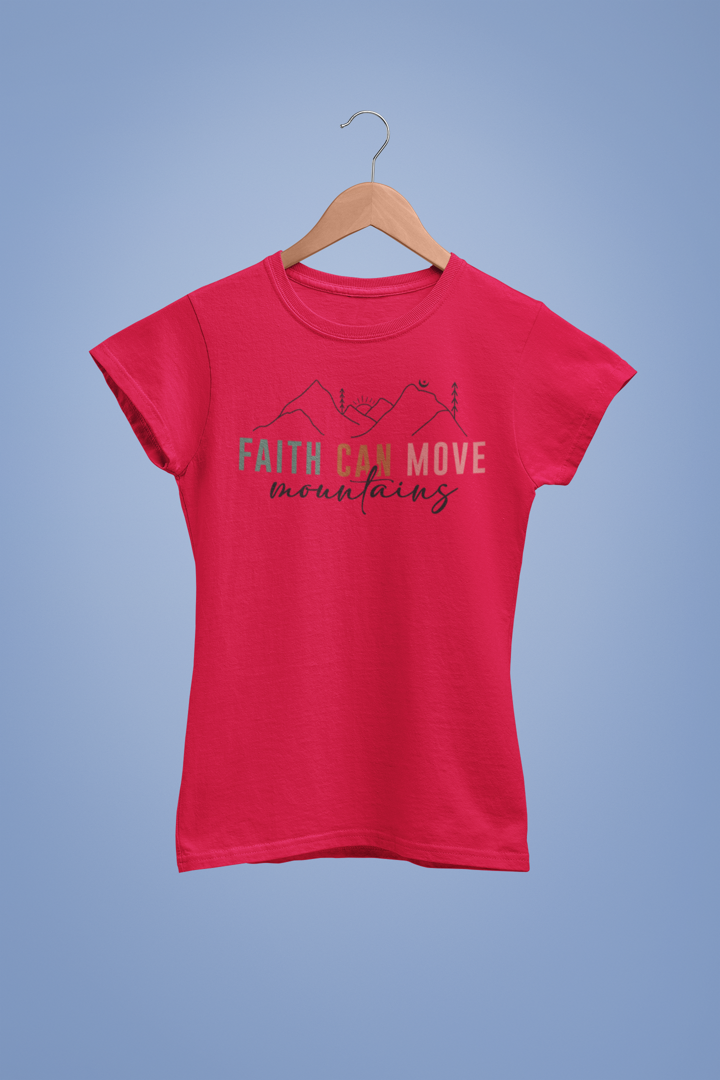 “Faith Can Move Mountains” Christian T-Shirt – Minimal Mountain Design