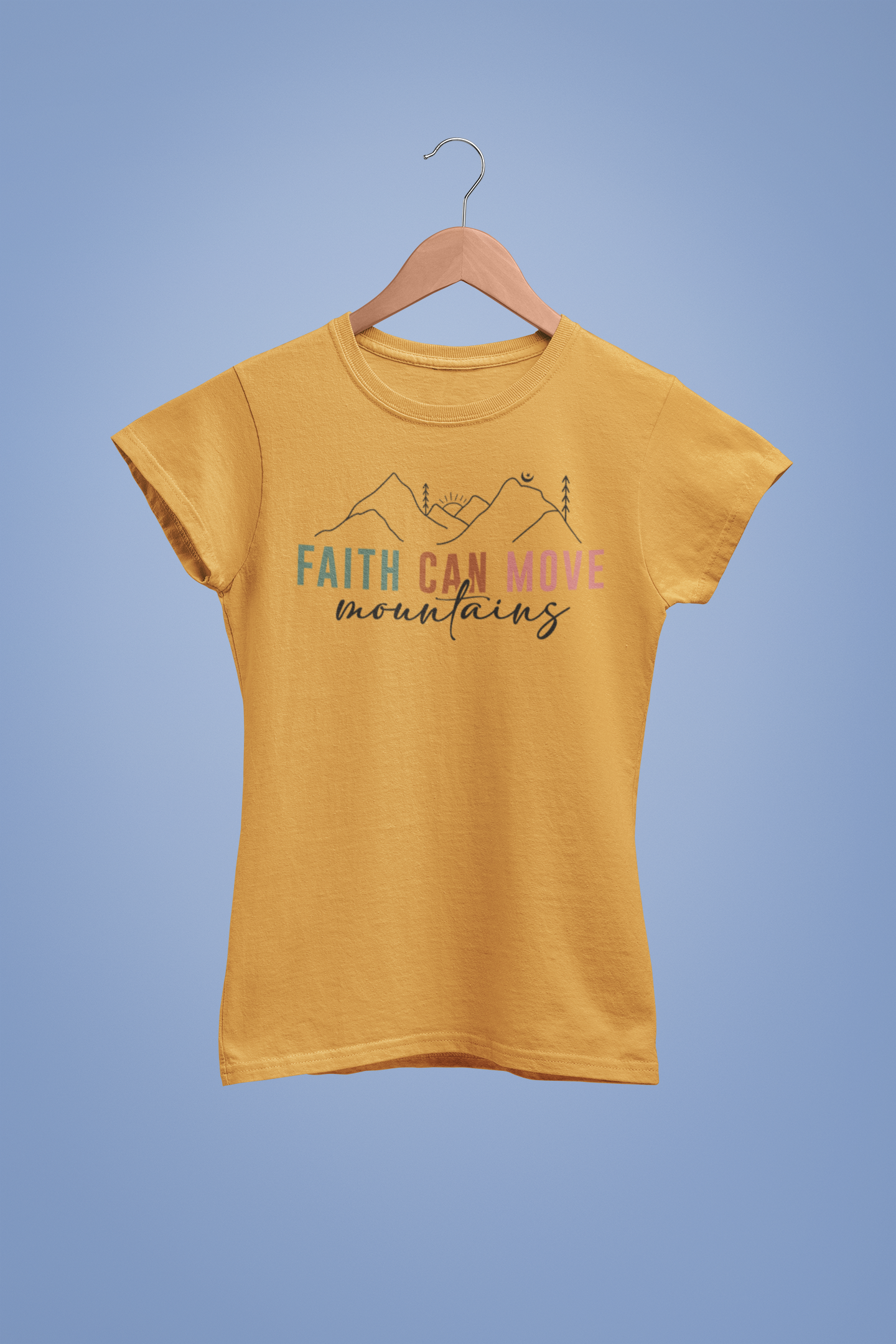 “Faith Can Move Mountains” Christian T-Shirt – Minimal Mountain Design