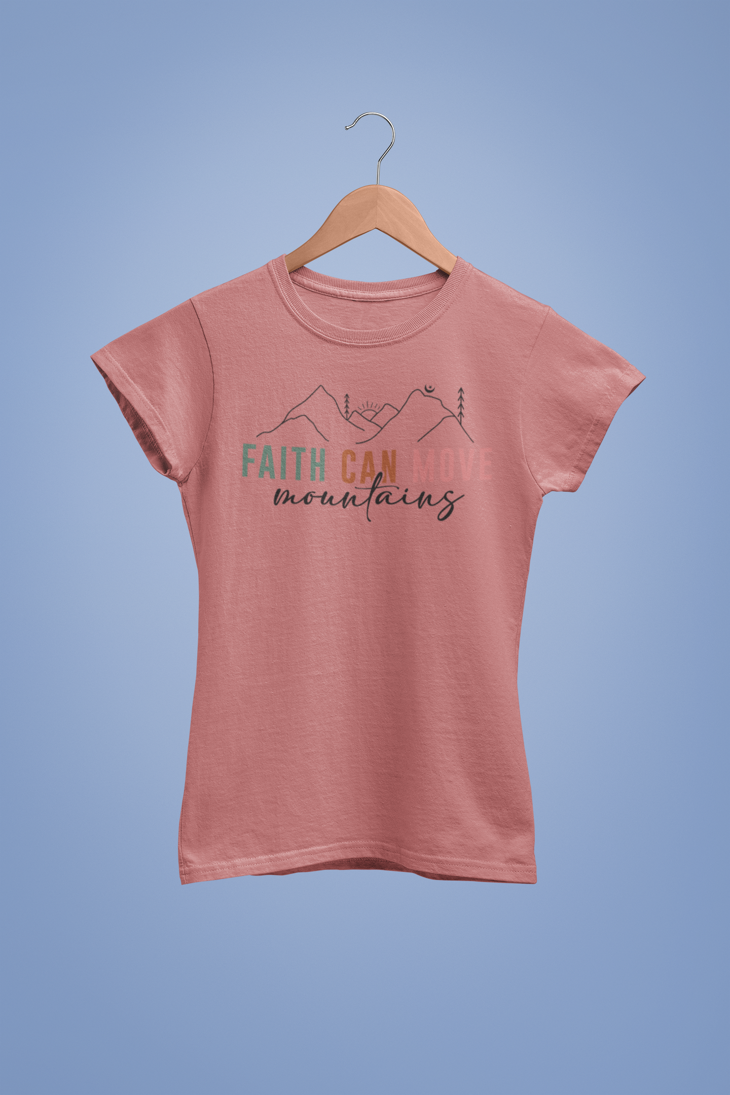 “Faith Can Move Mountains” Christian T-Shirt – Minimal Mountain Design