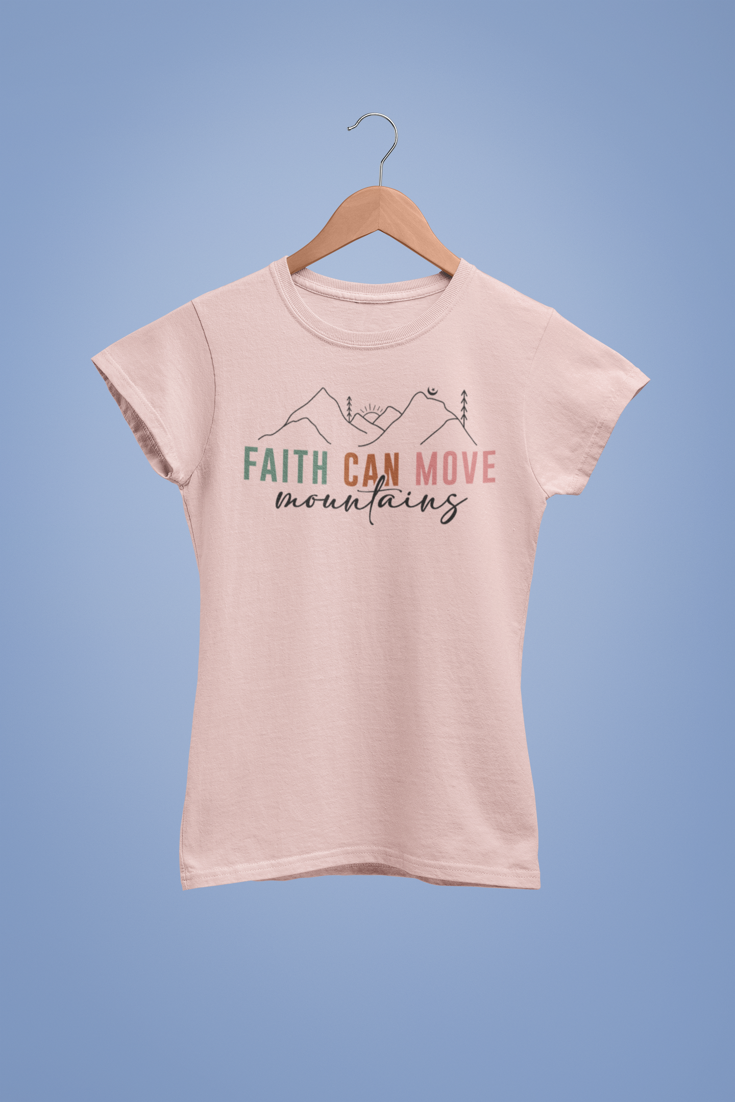 “Faith Can Move Mountains” Christian T-Shirt – Minimal Mountain Design