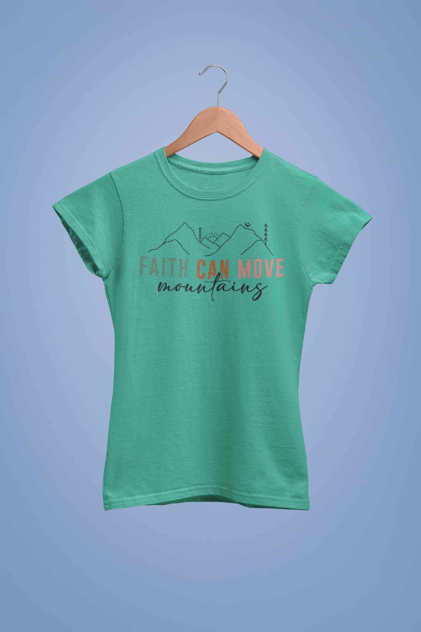 “Faith Can Move Mountains” Christian T-Shirt – Minimal Mountain Design