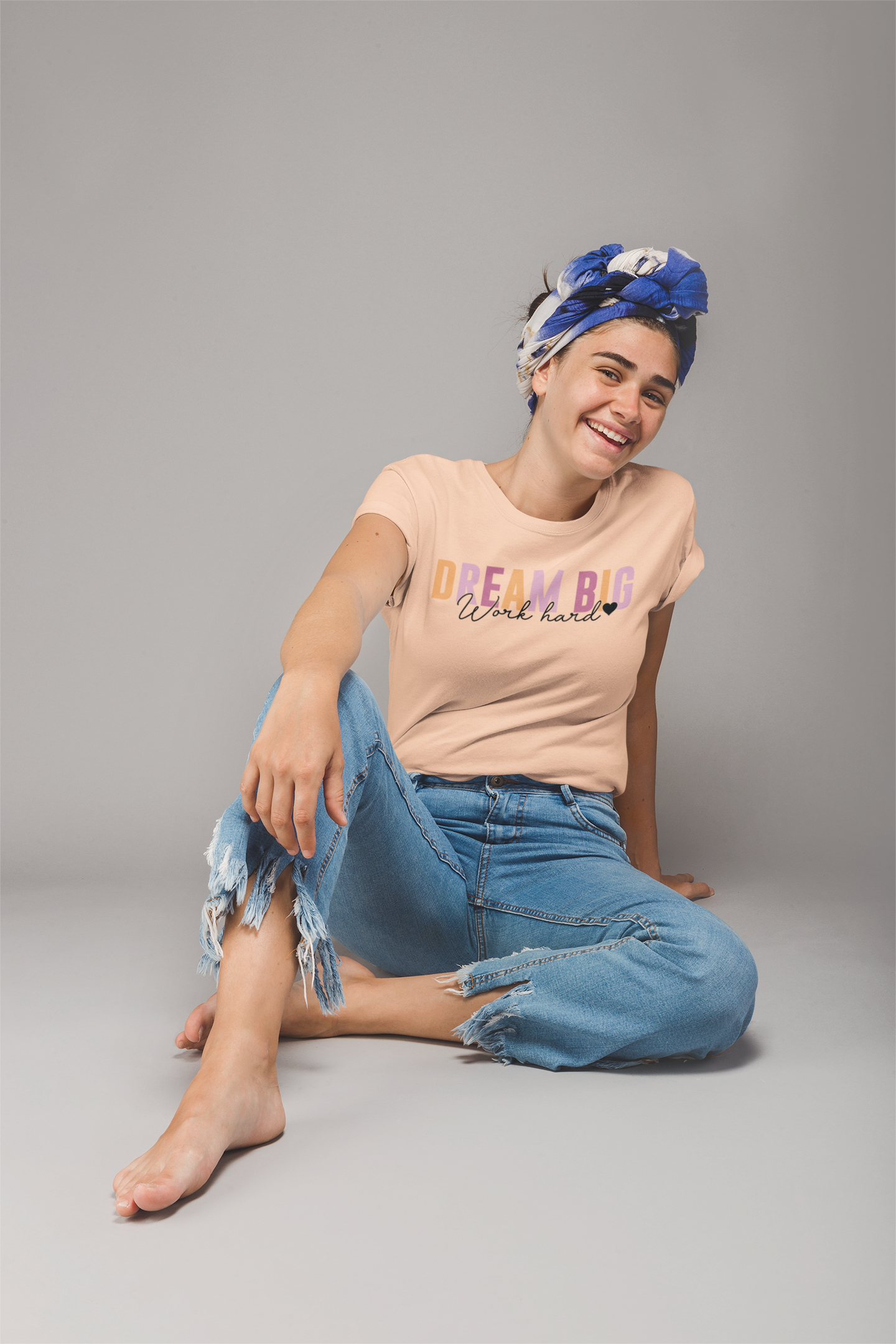 Women’s V-Neck T-Shirt – “DREAM BIG, Work Hard” Motivational Graphic Tee